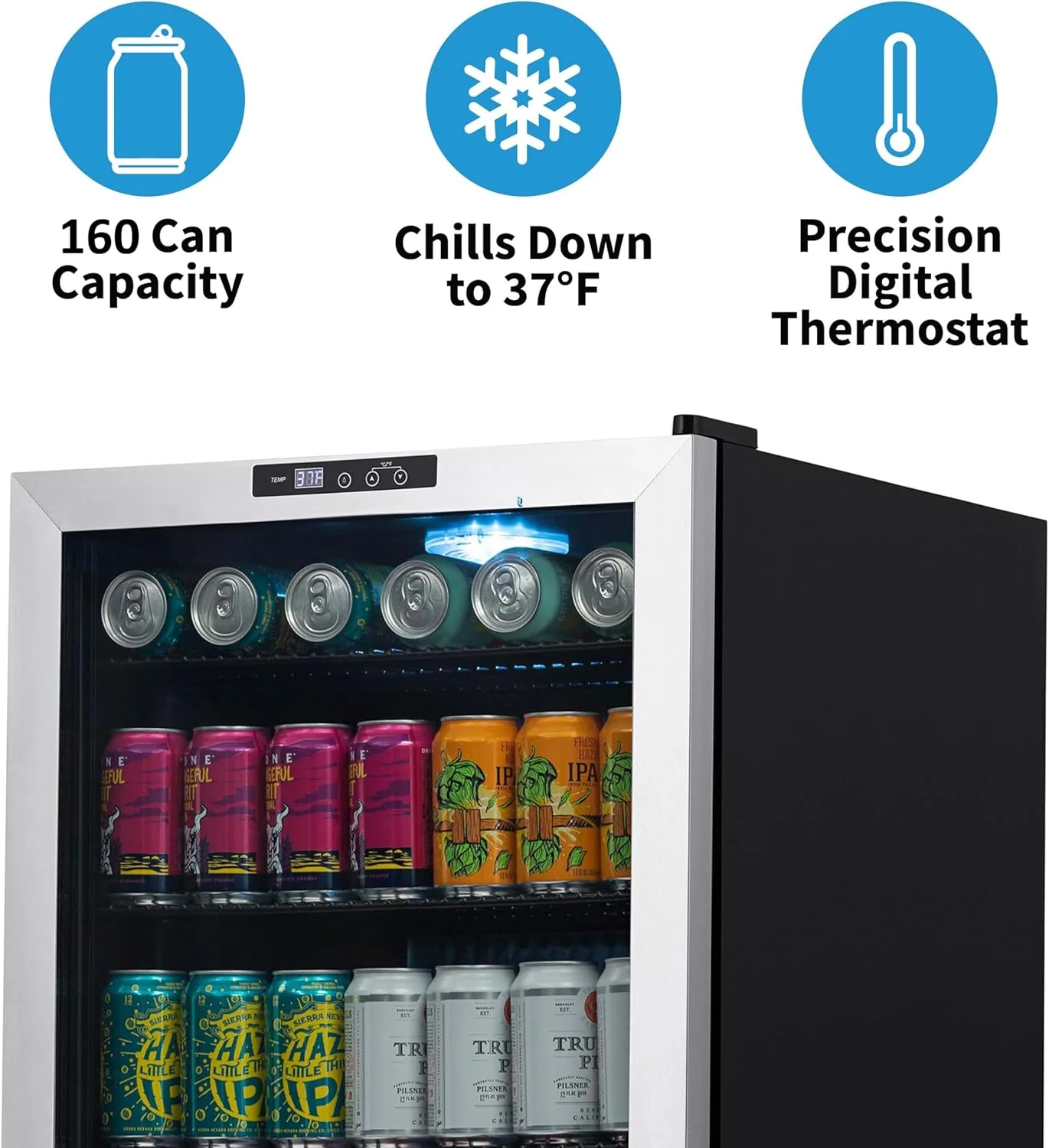 Newair Freestanding Beverage Fridge with SplitShelf, 160 Cans, Stainless Steel - Certified Refurbished - Image 4