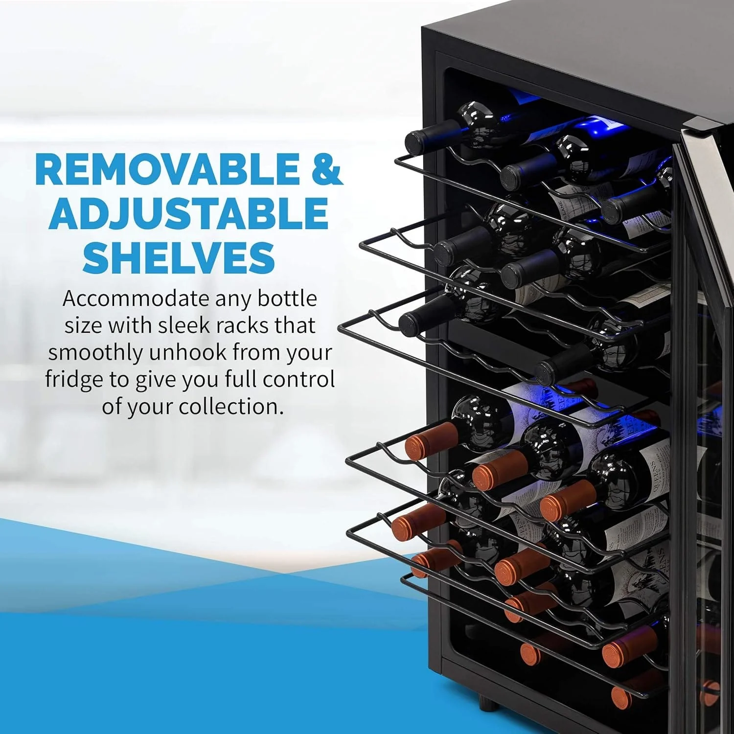 Newair Freestanding Dual Zone Wine Fridge, 43 Bottles, Stainless Steel - Certified Refurbished - Image 5