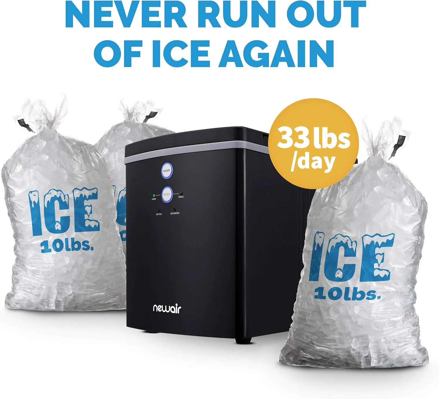 Newair Portable Ice Maker with 2 Ice Sizes, 33 lbs of Ice a Day, Black - Certified Refurbished - Image 2
