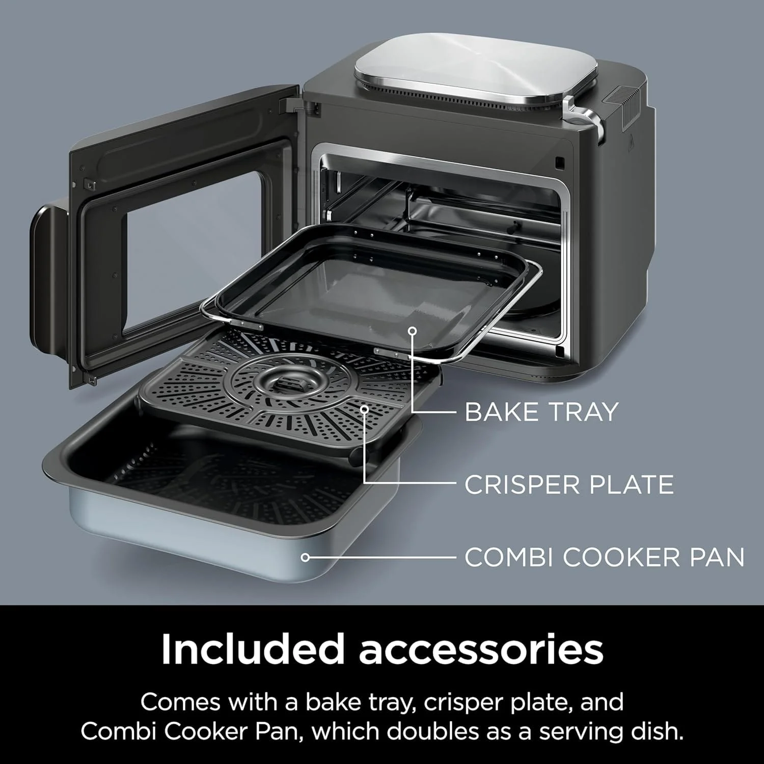 Ninja 14-in-1 Multicooker, Toaster Oven & Air Fryer, 15-Min Meals, 3 Accessories, Grey - Certified Refurbished - Image 3