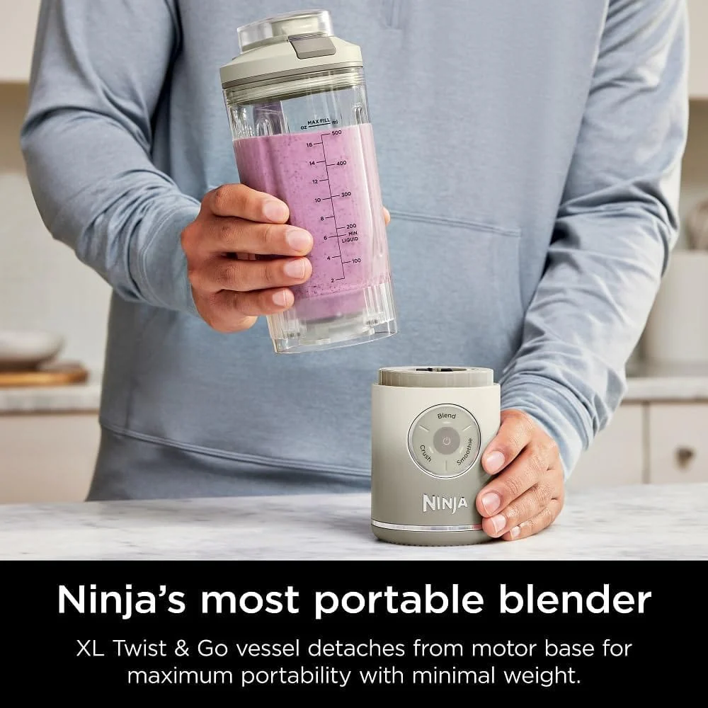Ninja Blast Max Personal Cordless Blender for Smoothies, Blend, Ice Crush, 22 oz. Twist & Go, Cream - Certified Refurbished - Image 3