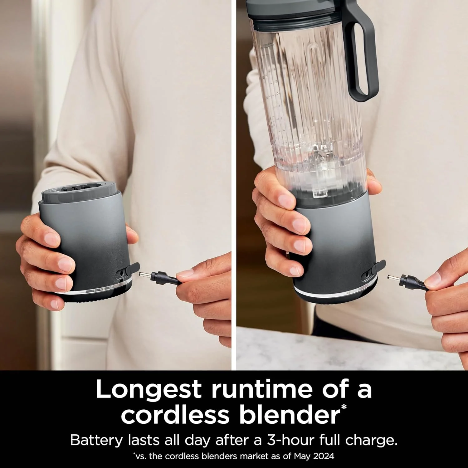 Ninja Blast Max Personal Cordless Blender for Smoothies, Blend, Ice Crush, 22 oz. Twist & Go, Gray - Certified Refurbished - Image 3