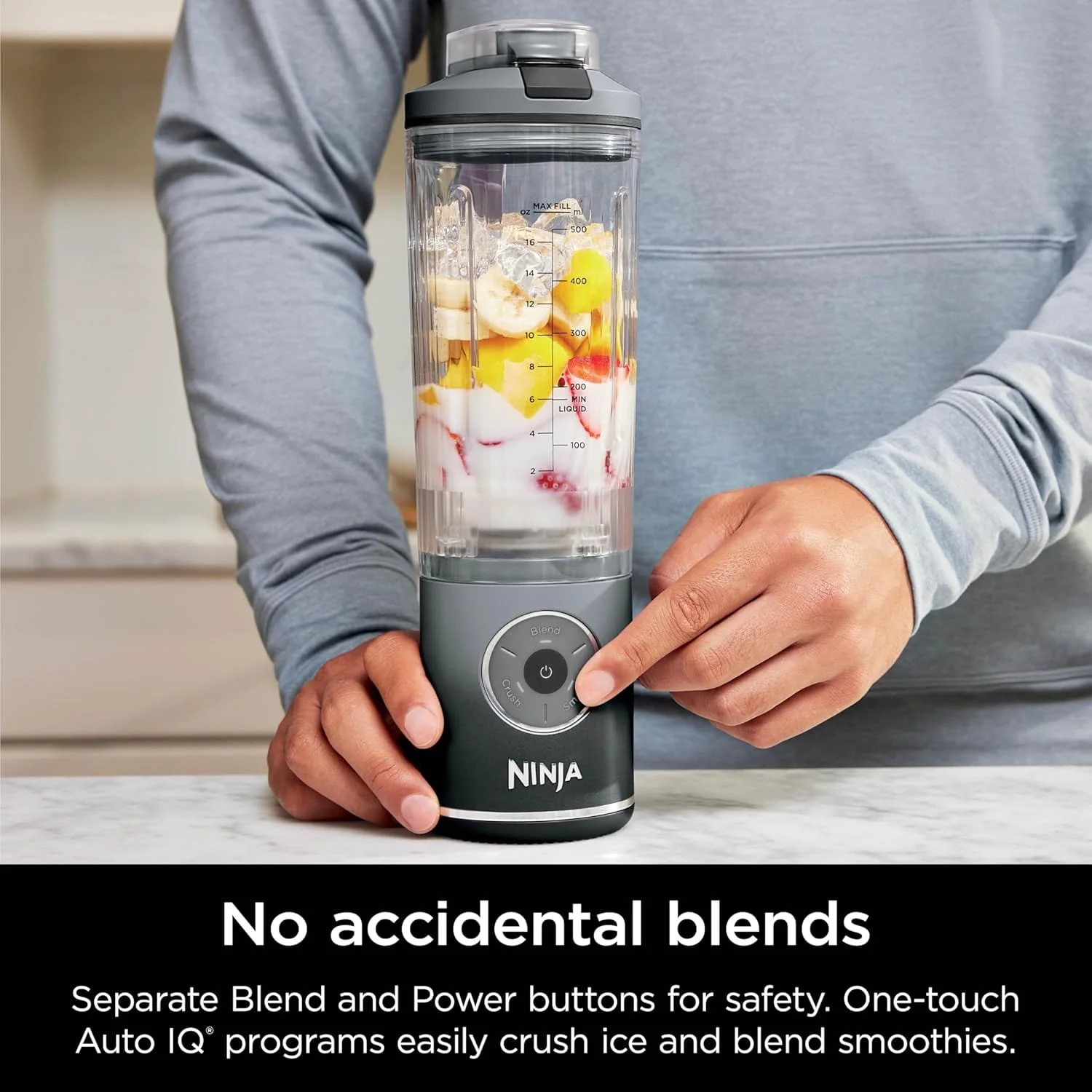 Ninja Blast Max Personal Cordless Blender for Smoothies, Blend, Ice Crush, 22 oz. Twist & Go, Gray - Certified Refurbished - Image 5