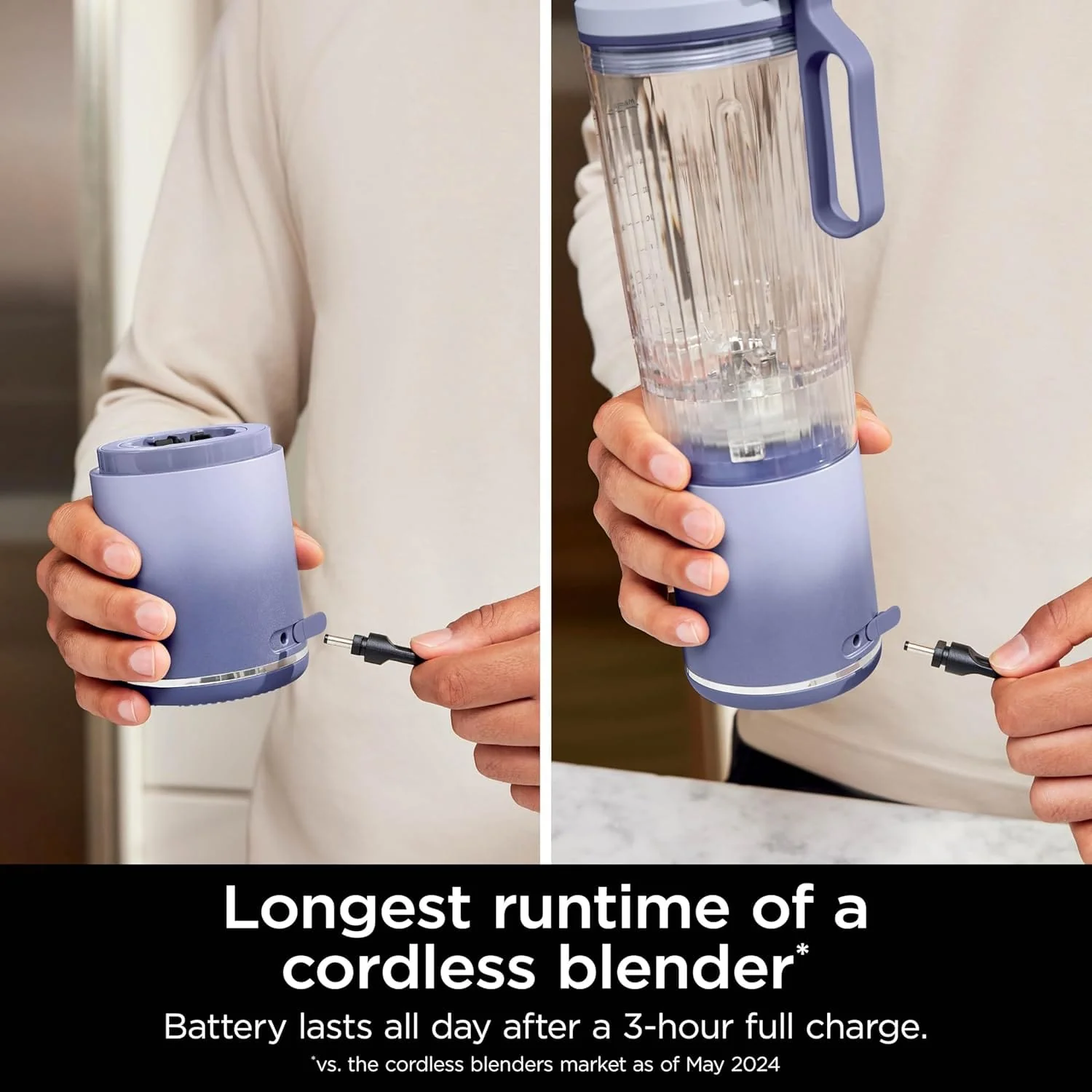 Ninja Blast Max Personal Cordless Blender for Smoothies, Blend, Ice Crush, 22 oz. Twist & Go, Lavender - Certified Refurbished - Image 3