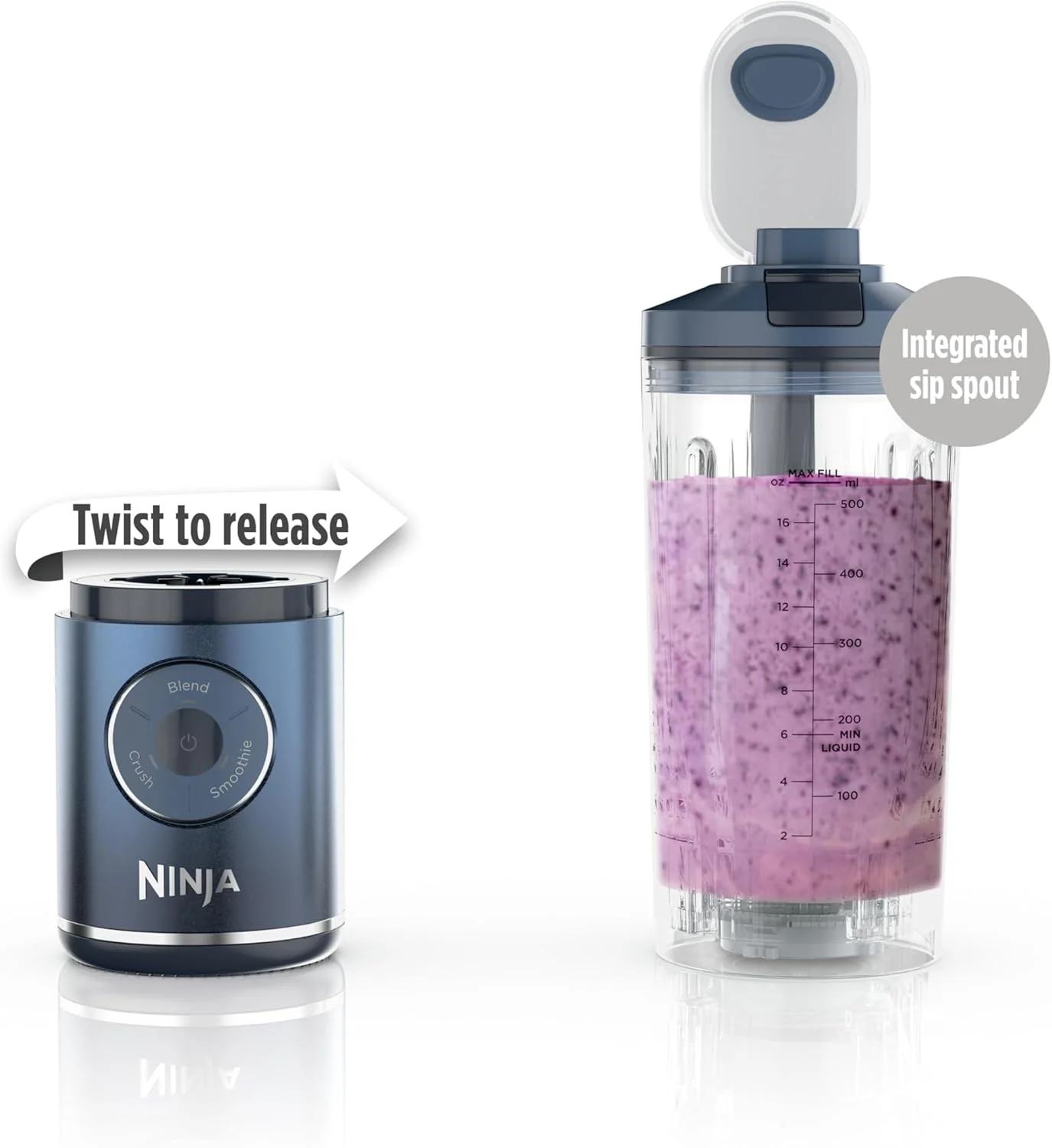 Ninja Blast Max Personal Cordless Blender for Smoothies, Blend, Ice Crush, 22 oz. Twist & Go, Navy - Certified Refurbished - Image 11