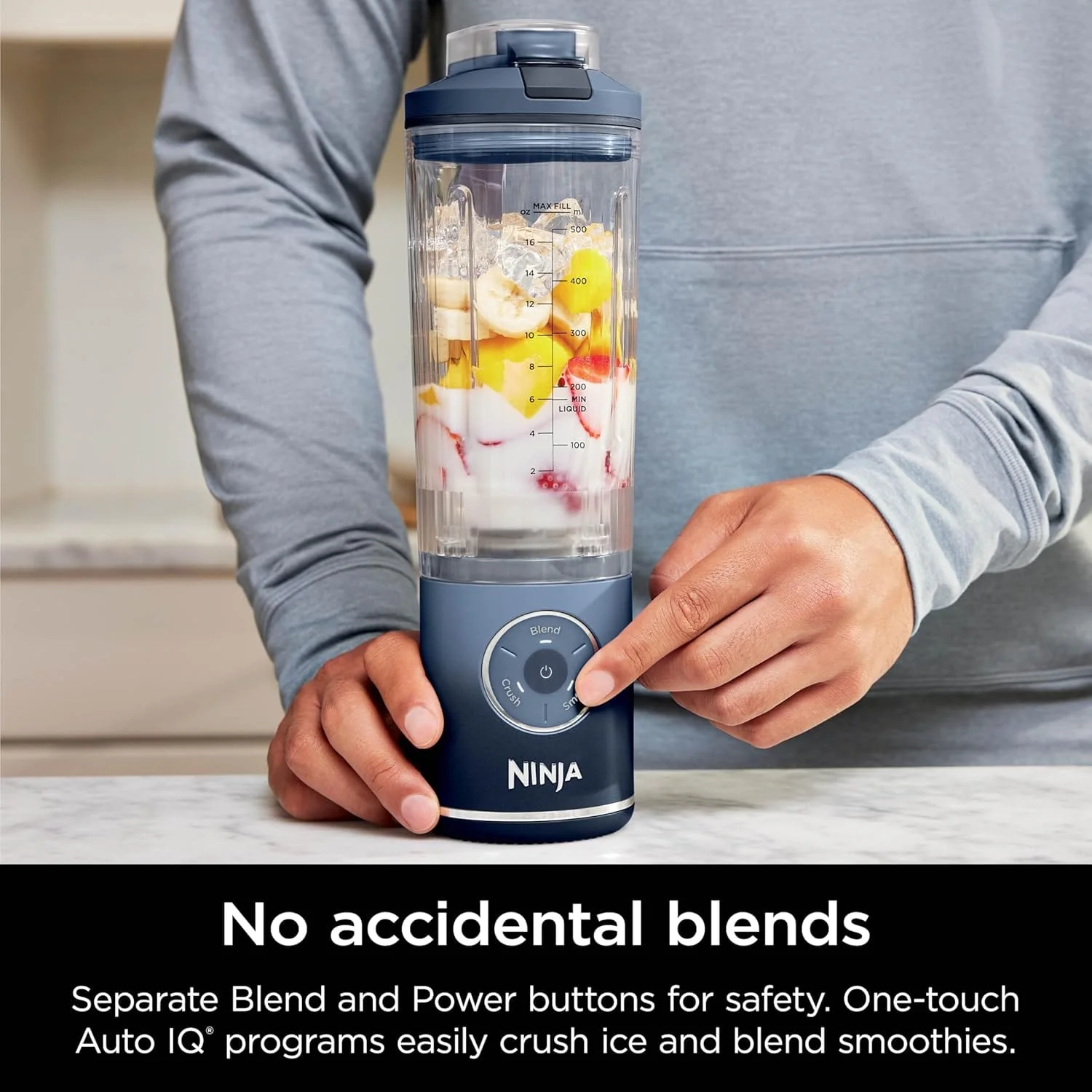 Ninja Blast Max Personal Cordless Blender for Smoothies, Blend, Ice Crush, 22 oz. Twist & Go, Navy - Certified Refurbished - Image 5