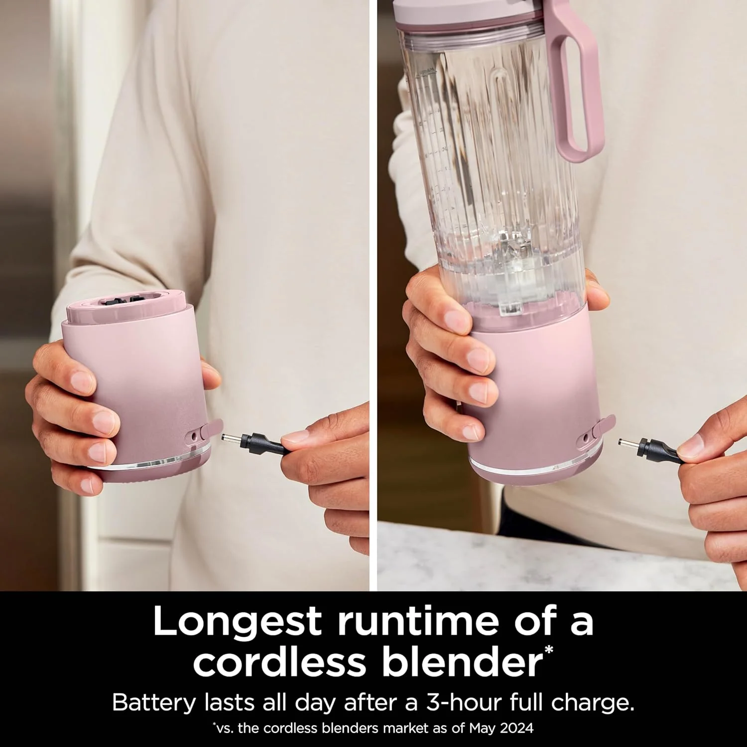 Ninja Blast Max Personal Cordless Blender for Smoothies, Blend, Ice Crush, 22 oz. Twist & Go, Pink - Certified Refurbished - Image 3