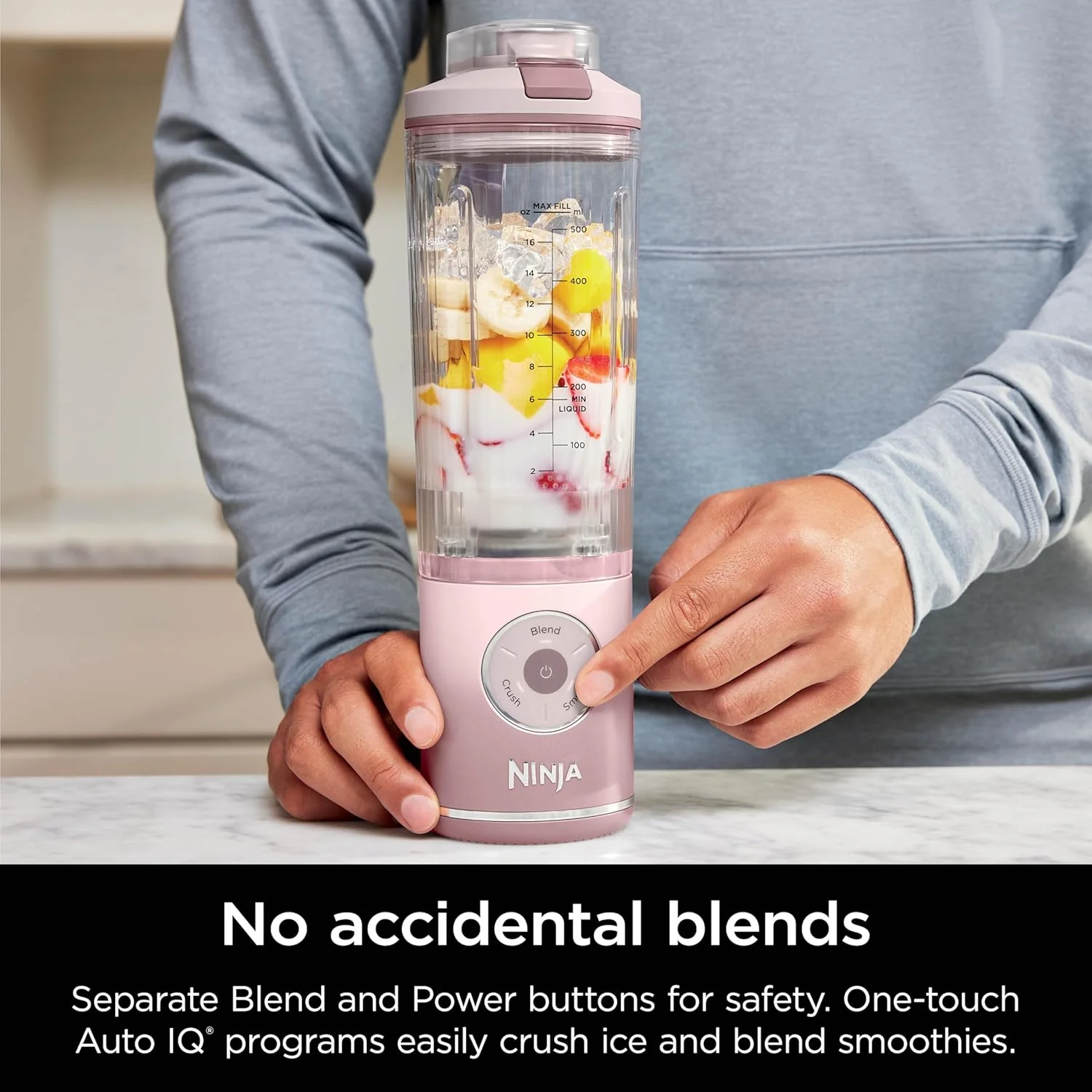 Ninja Blast Max Personal Cordless Blender for Smoothies, Blend, Ice Crush, 22 oz. Twist & Go, Pink - Certified Refurbished - Image 5