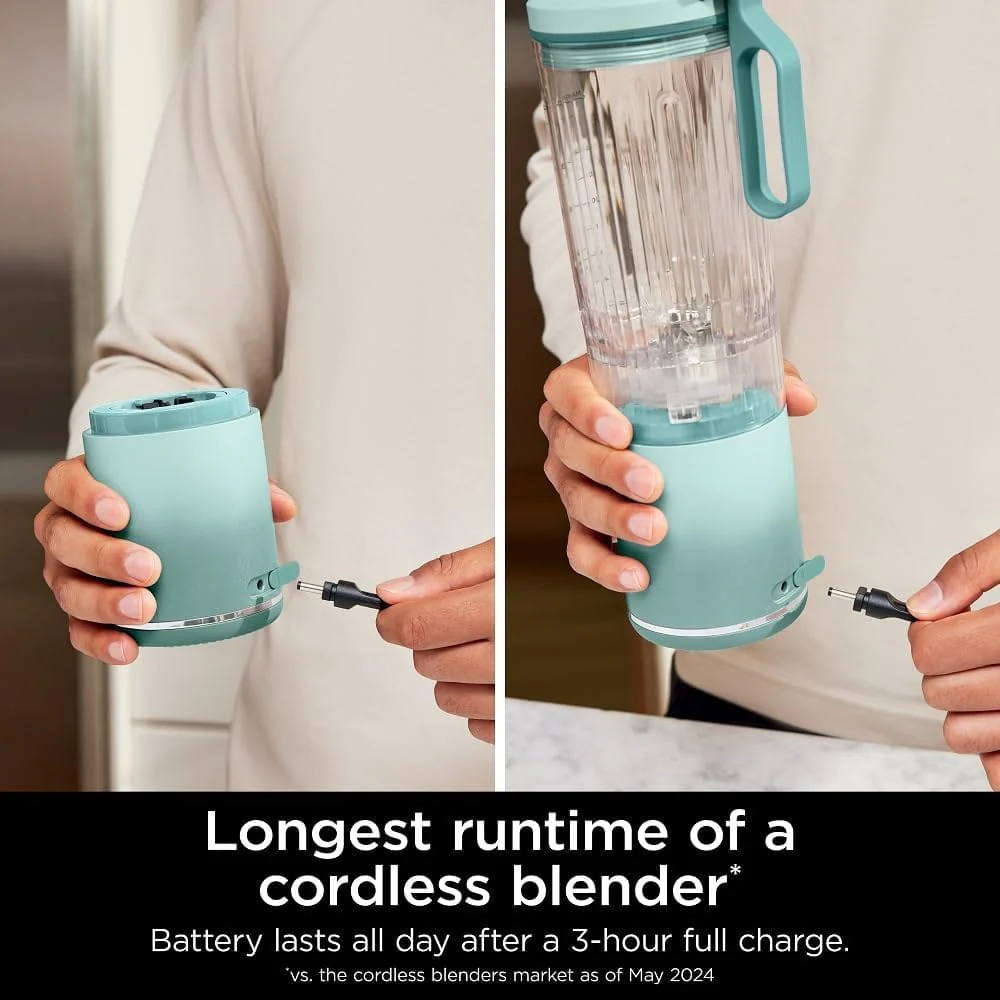 Ninja Blast Max Personal Cordless Blender for Smoothies, Blend, Ice Crush, 22 oz. Twist & Go, Sea Glass - Certified Refurbished - Image 4
