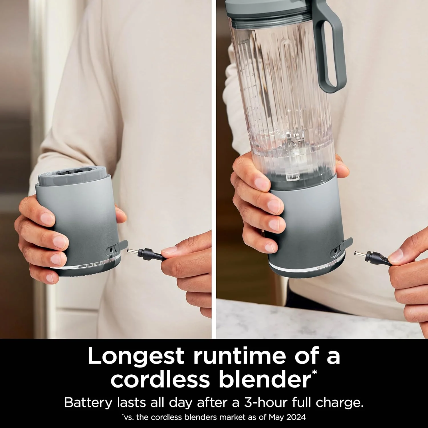 Ninja Blast Max Personal Cordless Blender for Smoothies, Blend, Ice Crush, 22 oz. Twist & Go, Silver - Certified Refurbished - Image 3