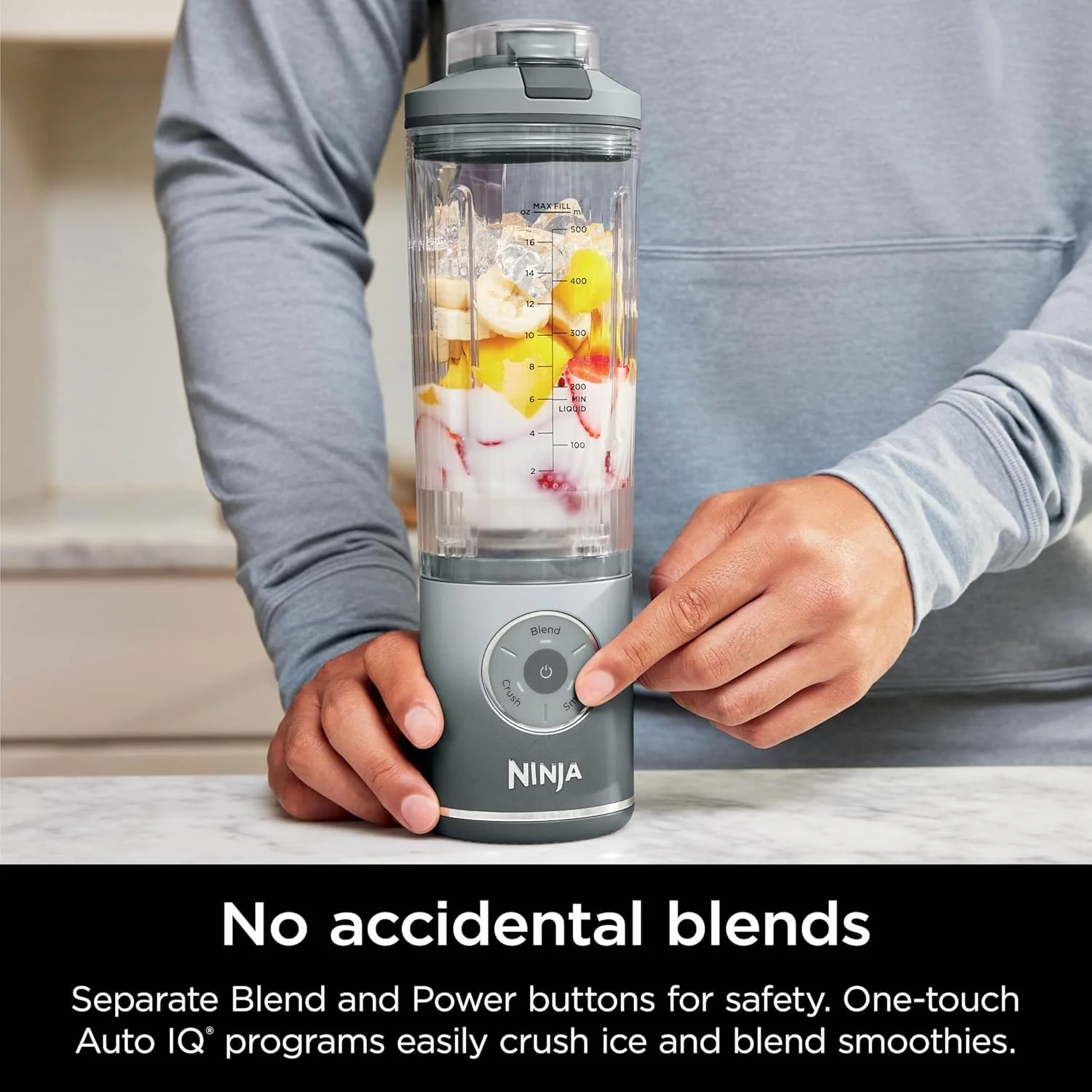 Ninja Blast Max Personal Cordless Blender for Smoothies, Blend, Ice Crush, 22 oz. Twist & Go, Silver - Certified Refurbished - Image 5