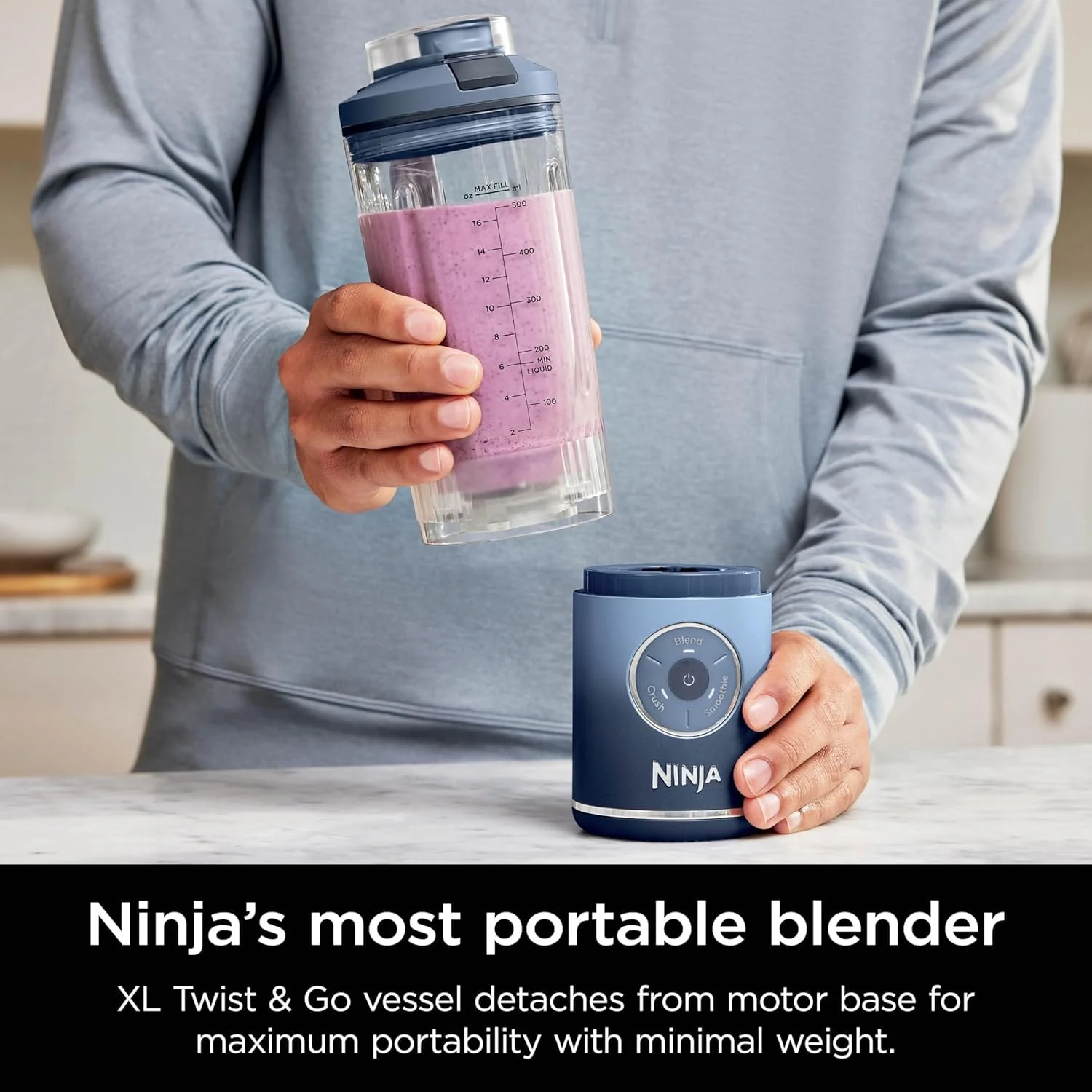 Ninja Blast Max Personal Cordless Blender for Smoothies, Blend, Ice Crush, 22 oz. Twist & Go, Teal - Certified Refurbished - Image 4