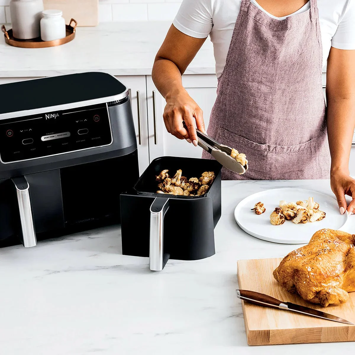 Ninja Foodi 6-in-1 XL 10-qt. 2-Basket Air Fryer with DualZone Technology Cooker, Black - Certified Refurbished - Image 4