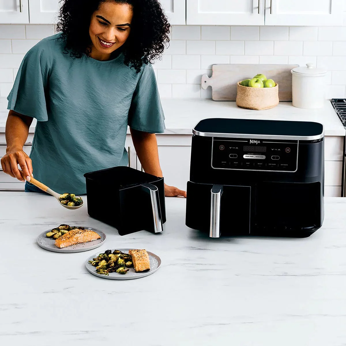 Ninja Foodi 6-in-1 XL 10-qt. 2-Basket Air Fryer with DualZone Technology Cooker, Black - Certified Refurbished - Image 5
