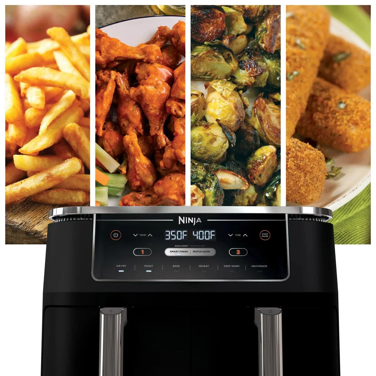 Ninja Foodi 6-in-1 XL 10-qt. 2-Basket Air Fryer with DualZone Technology Cooker, Black - Certified Refurbished - Image 6