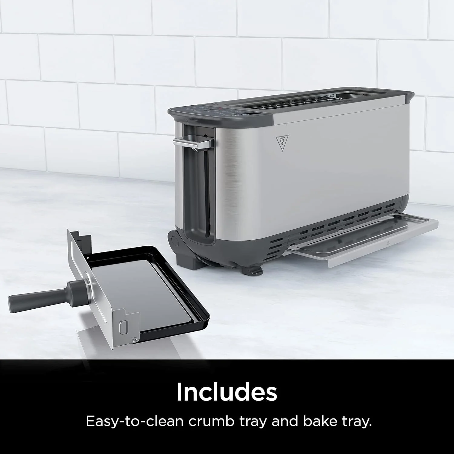 Ninja ST101 Foodi 2-in-1 Flip Toaster, 2-Slice Capacity, Compact Toaster Oven, Snack Maker, Reheat, Defrost, 1500 Watts, 6 Functions, Stainless Steel - Image 9