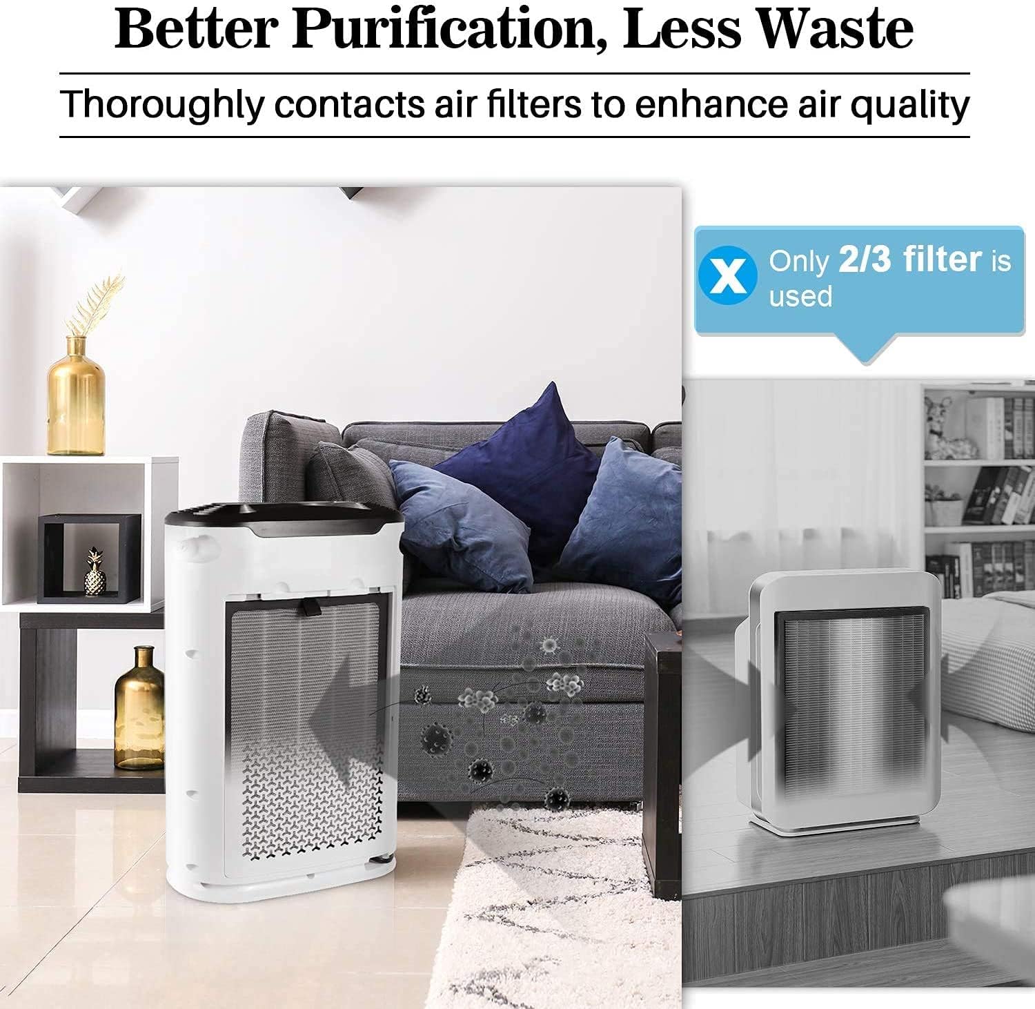 Okaysou AirMax8L 5-in-1 True HEPA Double Filtration System Large Room Air Purifier, White - Image 9