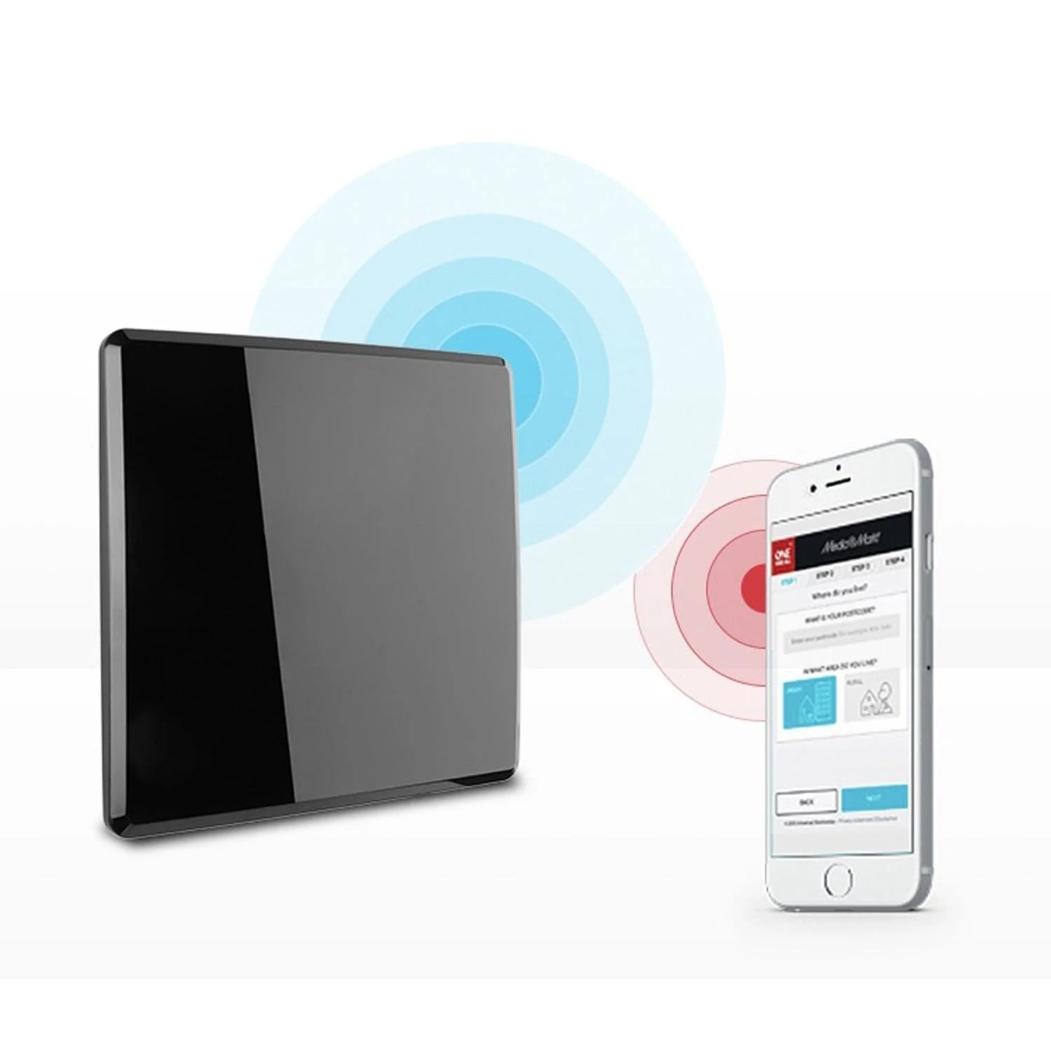 One For All Amplified Indoor Digital TV Antenna with up to 50-Mile Reception Range, Black, 15438 - Image 2