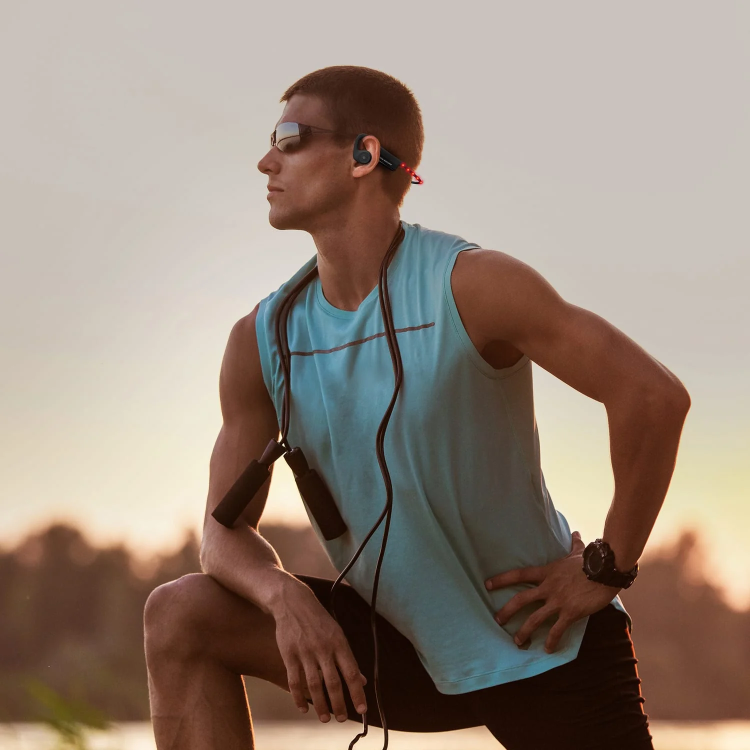 OPN Sound Dashlyte+ Bluetooth Open-Ear Sports Headphones with Mic and LED Neckband, up to 17 Hours Play Time, IPX5 Sweat-Resistant - Image 2