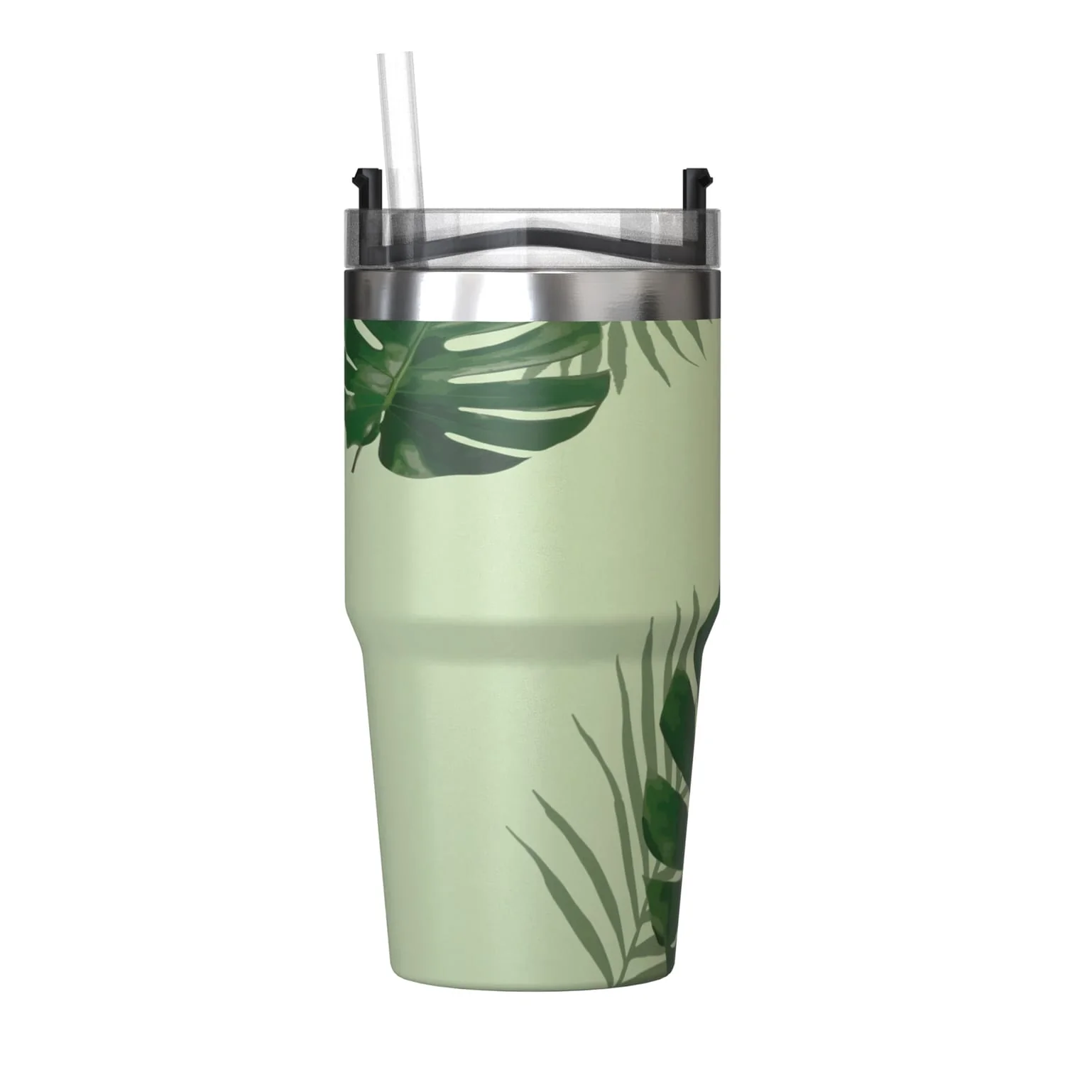 Outdoors Professional 20-Oz. Stainless Steel Double-Walled Insulated Tumbler with Straw, Tropical Green - Image 3