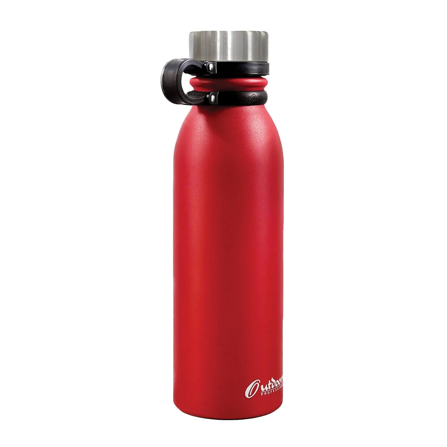 Outdoors Professional 20-Oz. Stainless Steel Double-Walled Vacuum-Insulated Travel Bottle with Leakproof Screw Cap, Red - Image 2