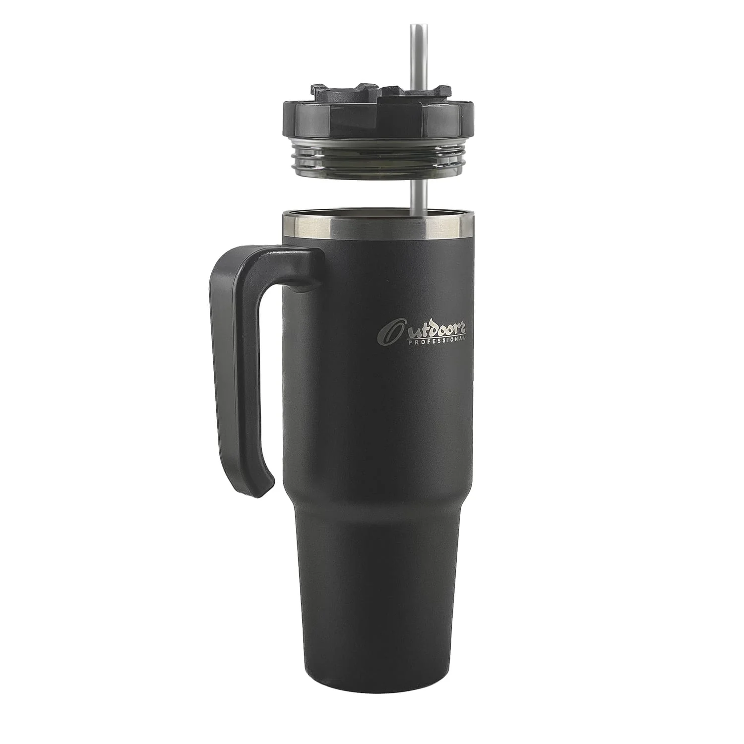 Outdoors Professional 30-Oz. Stainless Steel Double-Walled Insulated Tumbler with Straw, Black - Image 5
