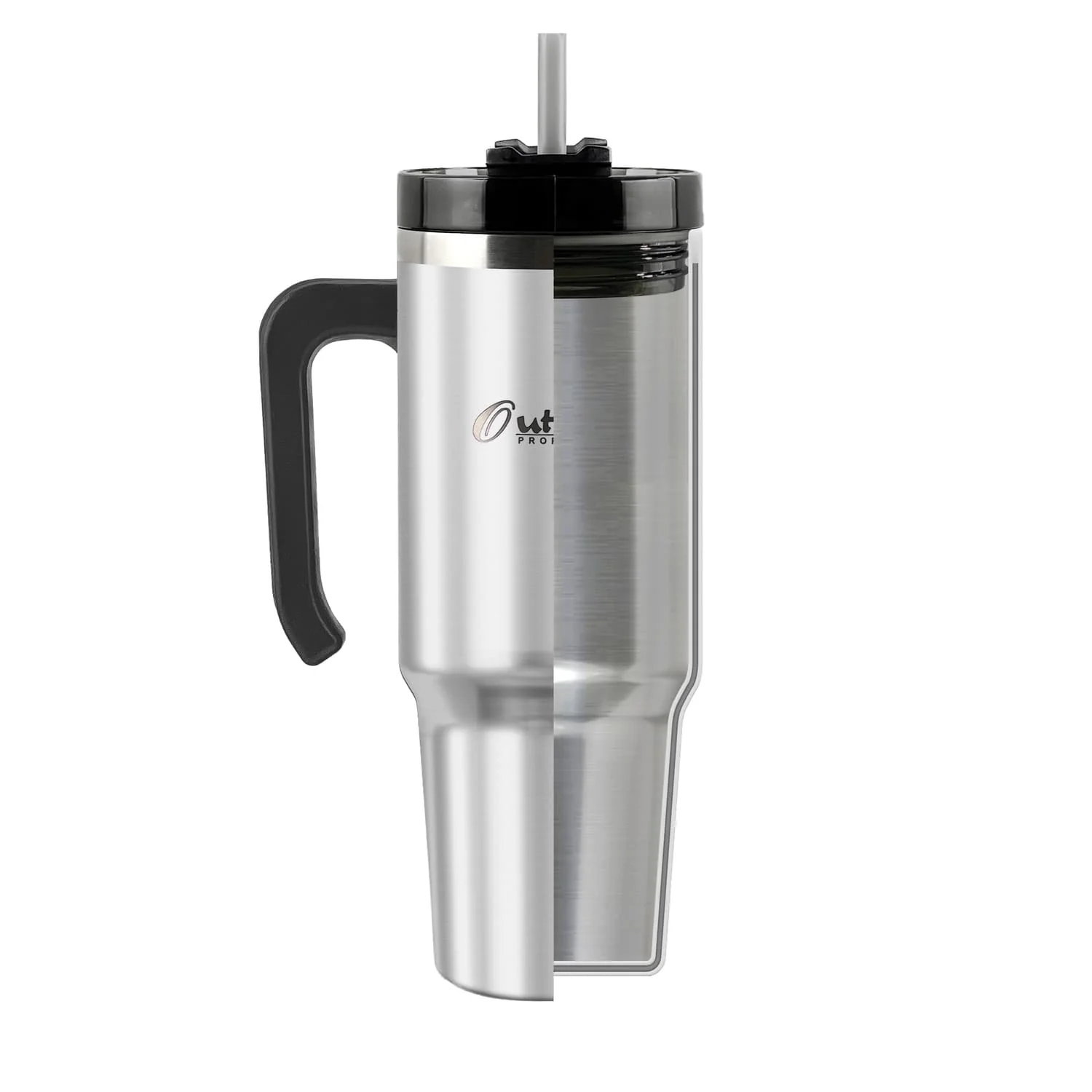 Outdoors Professional 30-Oz. Stainless Steel Double-Walled Insulated Tumbler with Straw, Stainless Steel - Image 2