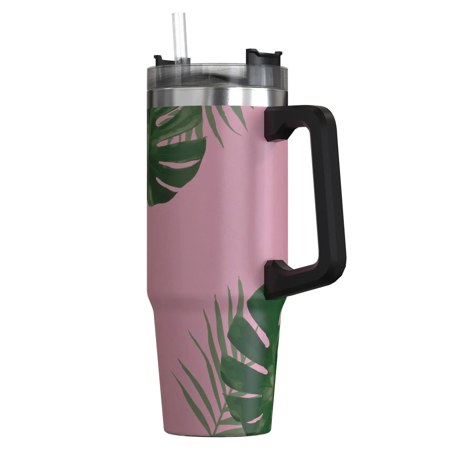 Outdoors Professional 30-Oz. Stainless Steel Double-Walled Insulated Tumbler with Straw, Tropical Pink - Image 2