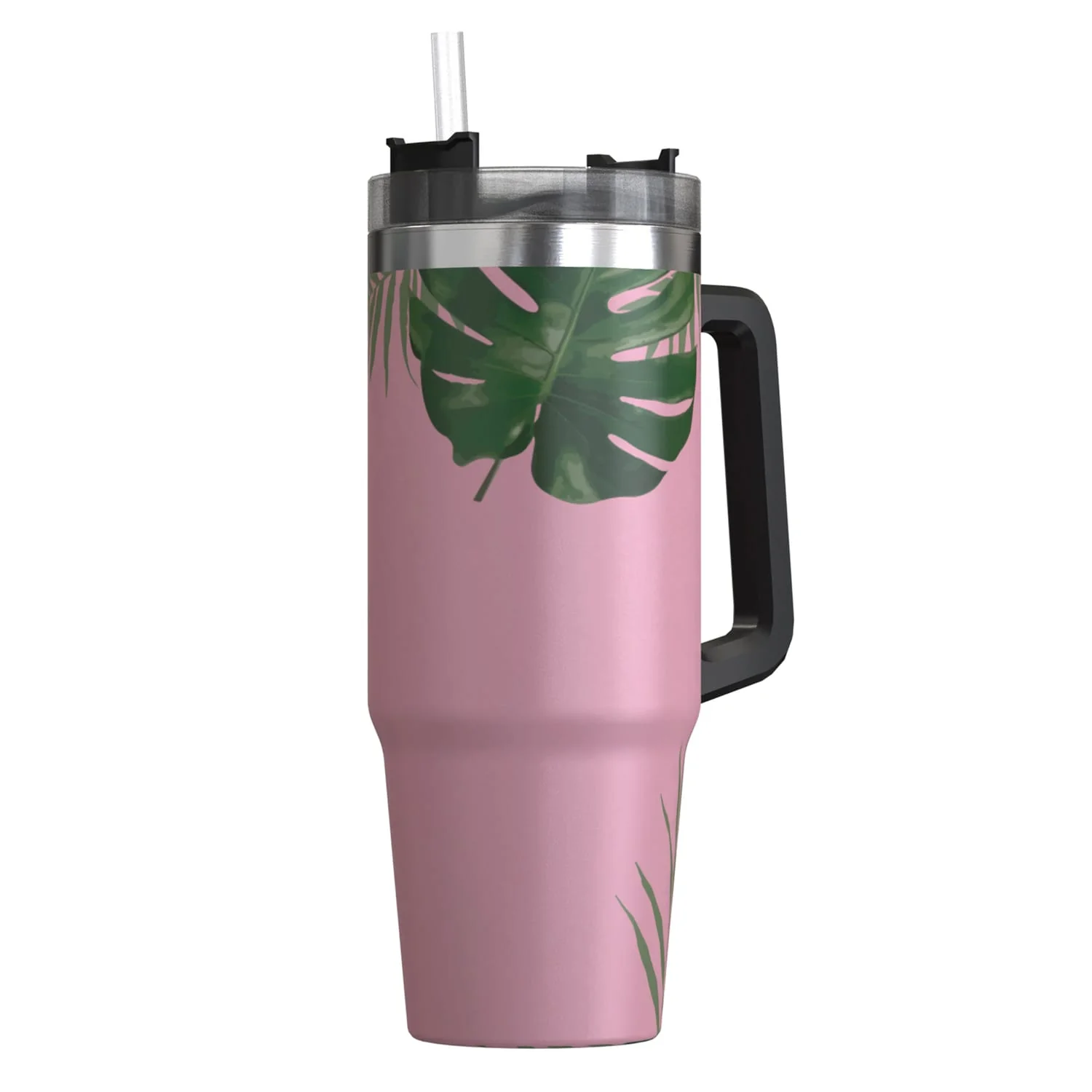 Outdoors Professional 30-Oz. Stainless Steel Double-Walled Insulated Tumbler with Straw, Tropical Pink - Image 3