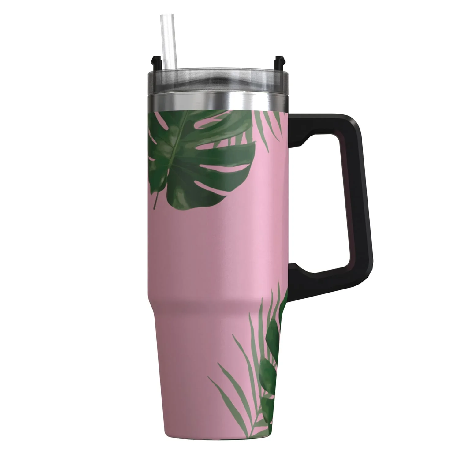 Outdoors Professional 30-Oz. Stainless Steel Double-Walled Insulated Tumbler with Straw, Tropical Pink - Image 4