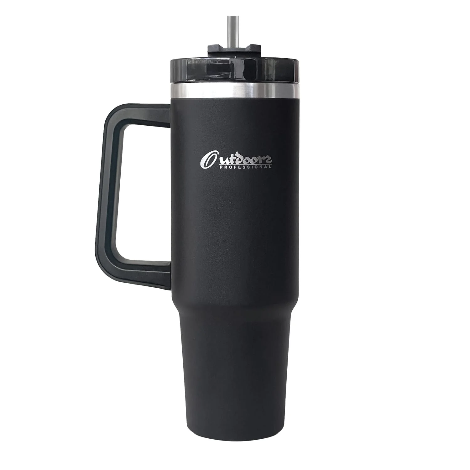 Outdoors Professional 40-Oz. Stainless Steel Double-Walled Insulated Tumbler with Straw, Black - Image 3