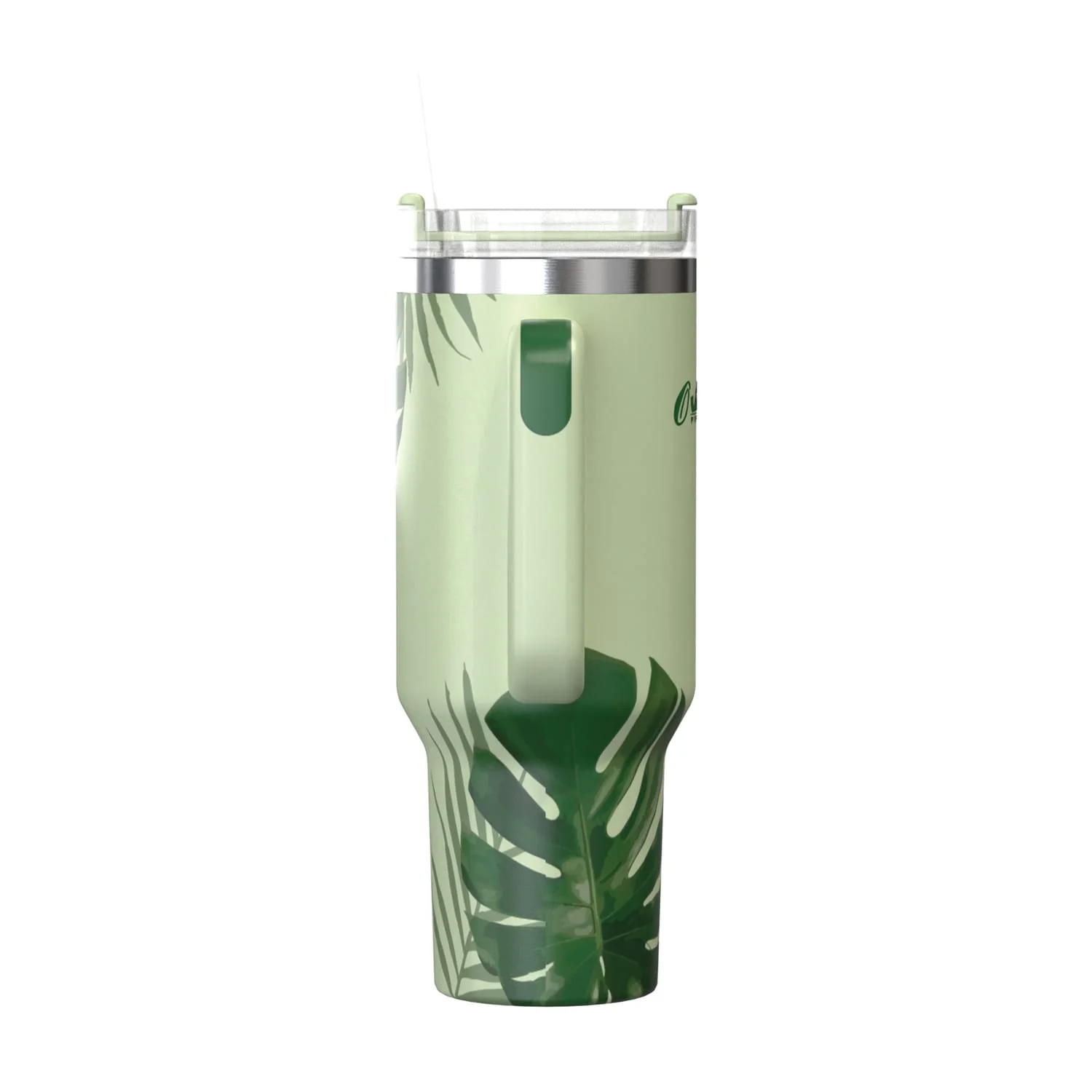 Outdoors Professional 40-Oz. Stainless Steel Double-Walled Insulated Tumbler with Straw, Tropical Green - Image 2