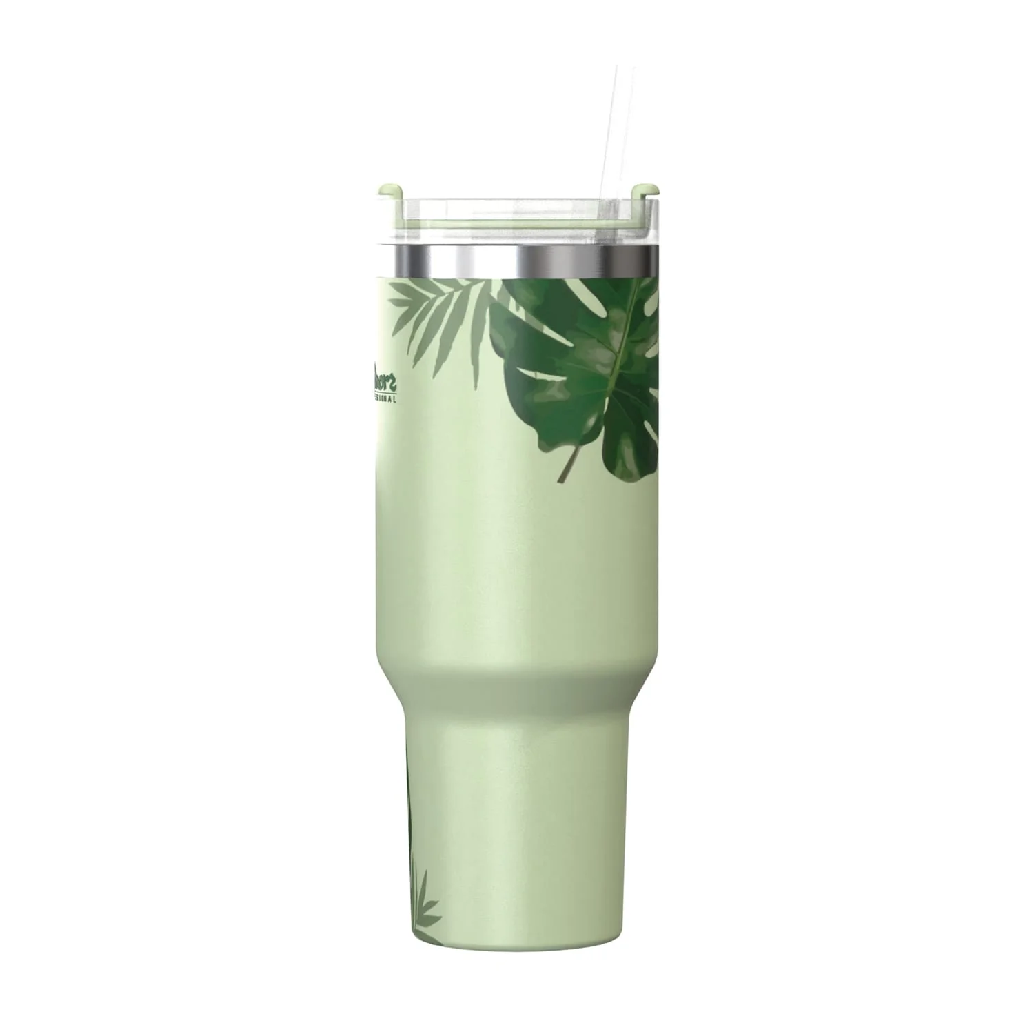 Outdoors Professional 40-Oz. Stainless Steel Double-Walled Insulated Tumbler with Straw, Tropical Green - Image 4