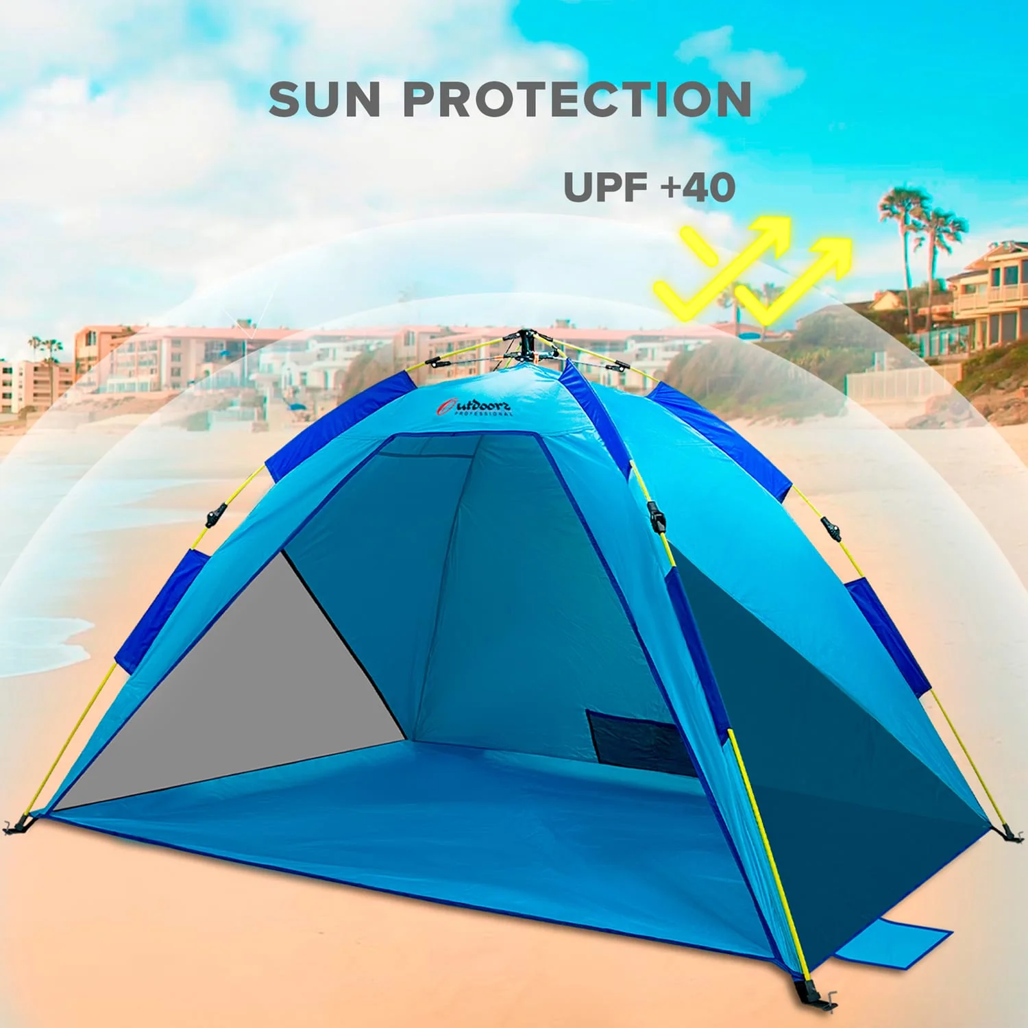 Outdoors Professional Beach Cool Pop-up Sun Shelter, Blue - Image 5