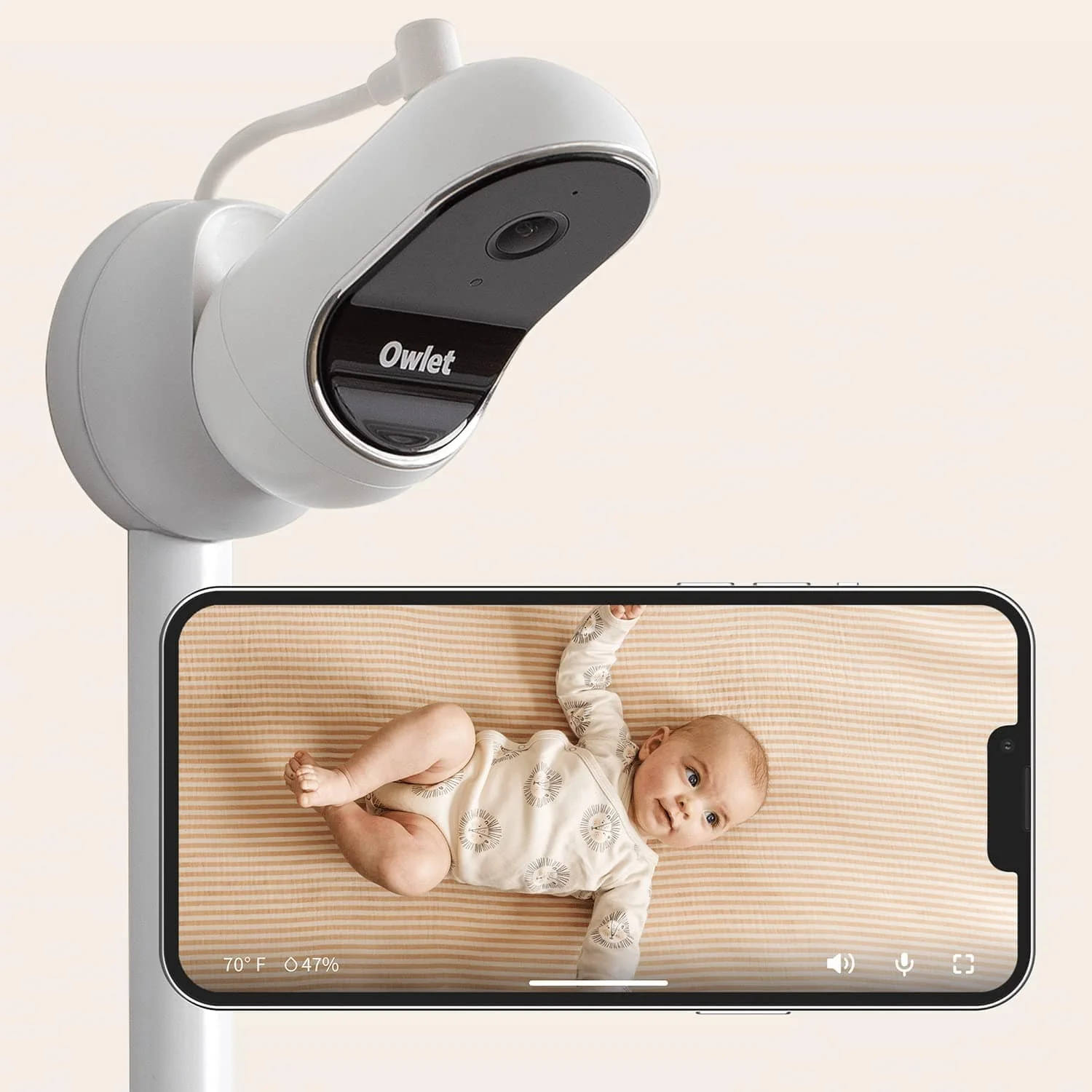 Owlet Cam Audio and Background Sound, Room Temp, Night Vision Smart HD Video Camera Baby Monitor White - Image 9