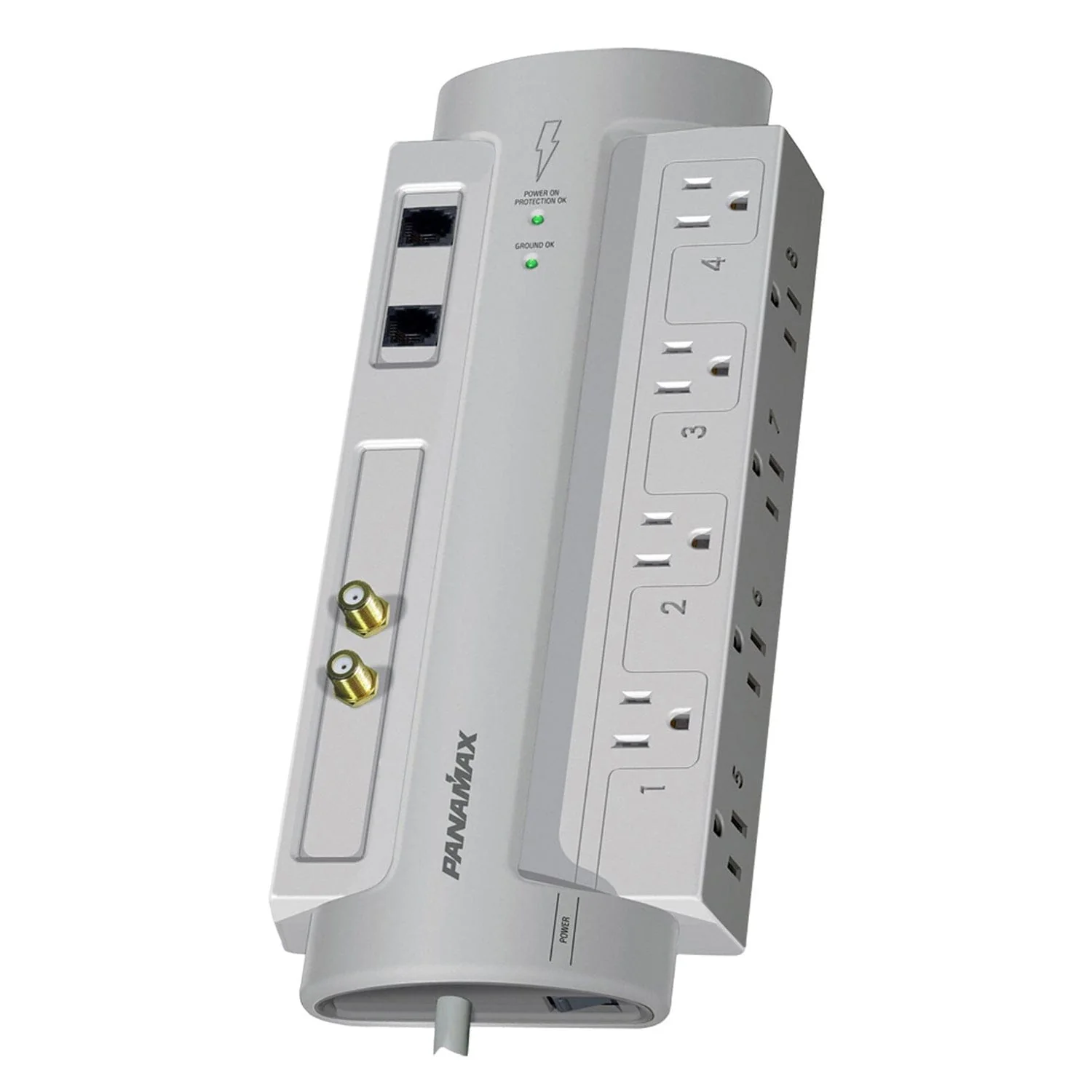 Panamax 8-AC Outlet, Telco, and Coax 1125-Joules AV Surge Protector Power Strip, 6-Ft. Cord with Angled Plug, SP8-AV