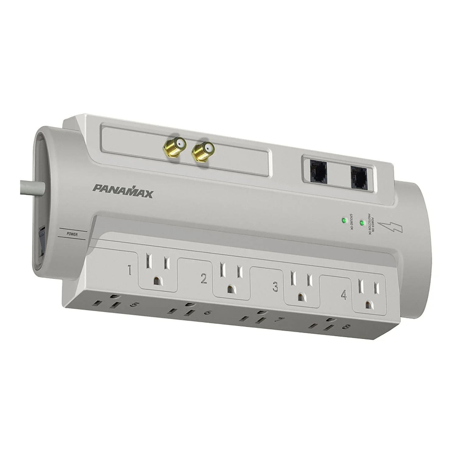 Panamax 8-AC Outlet, Telco, and Coax 1125-Joules AV Surge Protector Power Strip, 6-Ft. Cord with Angled Plug, SP8-AV - Image 2