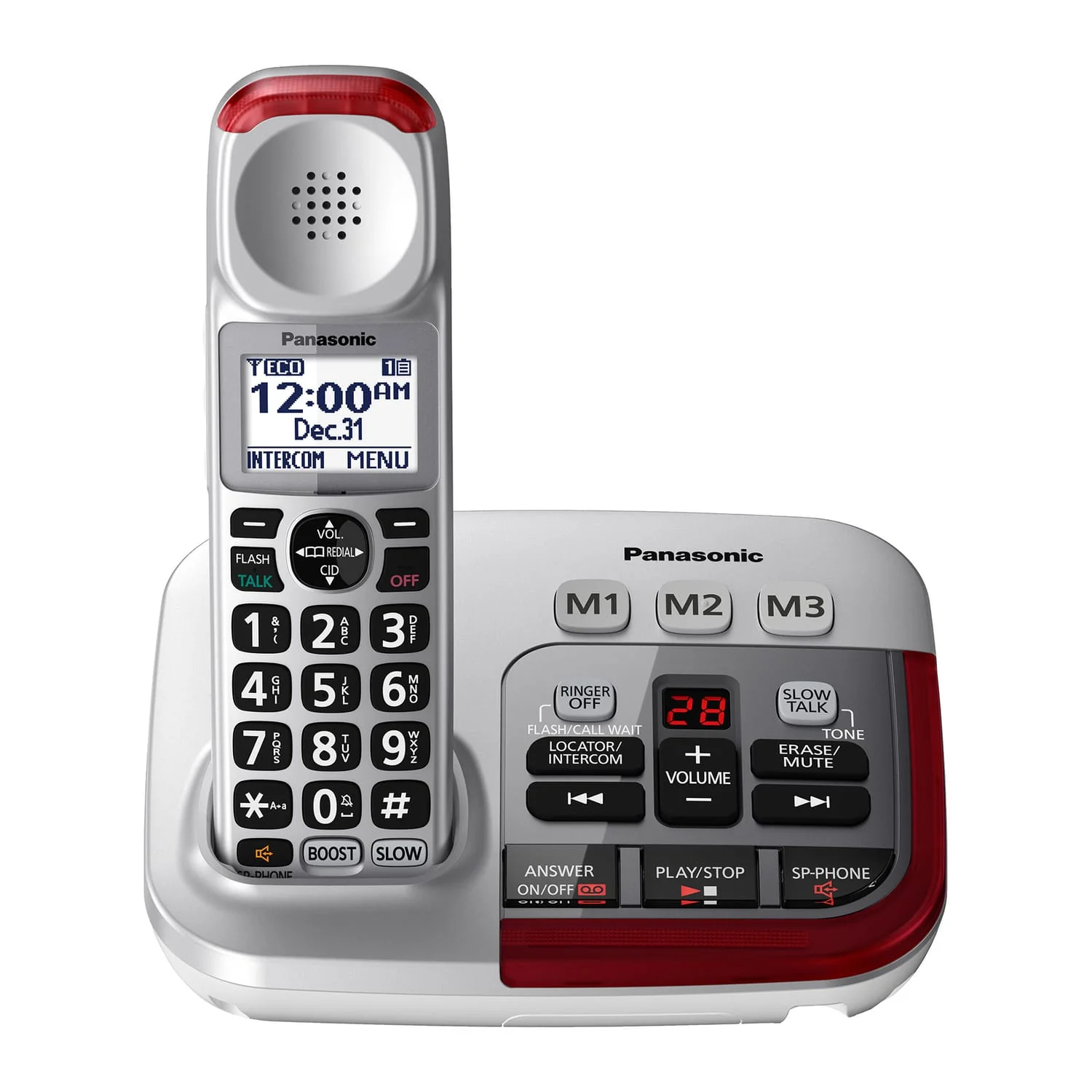 Panasonic 1-Handset DECT 6.0 50-dB Amplified/Expandable Cordless Phone System for Landline, Answering System, Noise Reduction, and Visual Ringer