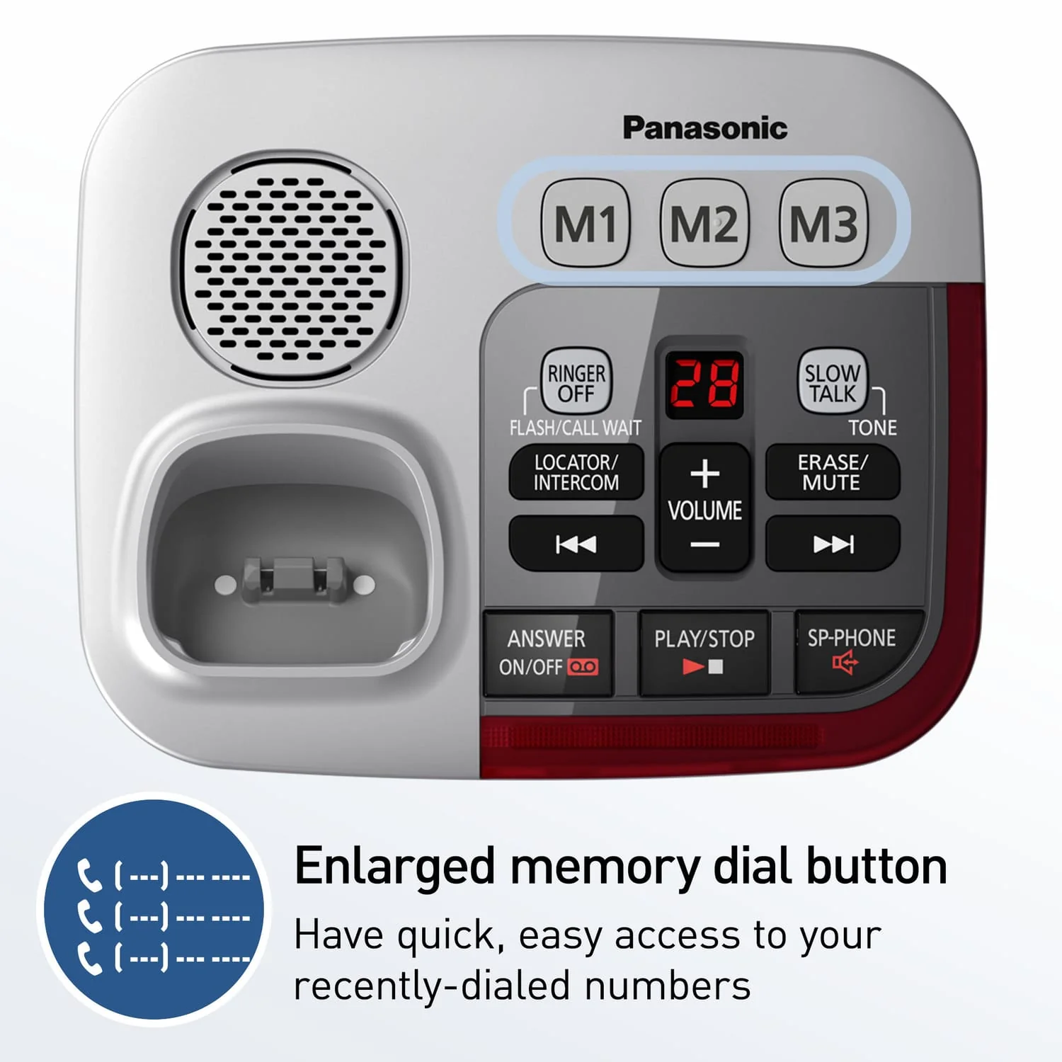 Panasonic 1-Handset DECT 6.0 50-dB Amplified/Expandable Cordless Phone System for Landline, Answering System, Noise Reduction, and Visual Ringer - Image 3