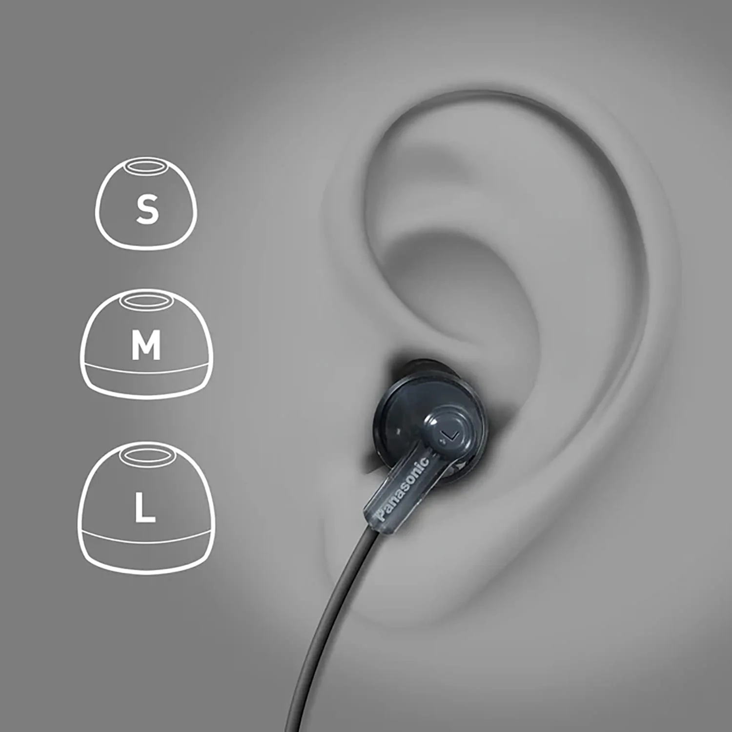 Panasonic ErgoFit Wired In-Ear Earbud Headphones with In-Line Mic/Call Remote and Right-Angle 3.5-mm TRRS Connector, RP-TCM125, Metallic Blue - Image 4