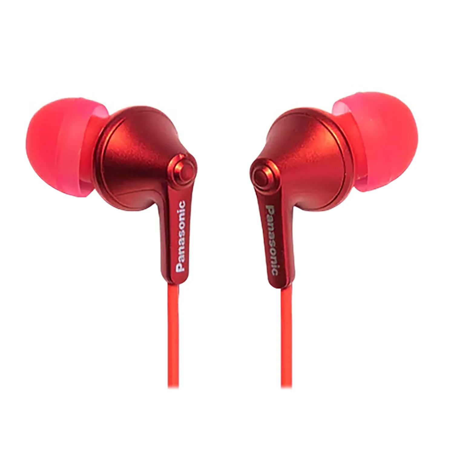 Panasonic ErgoFit Wired In-Ear Earbud Headphones with In-Line Mic/Call Remote and Right-Angle 3.5-mm TRRS Connector, RP-TCM125, Red - Image 2