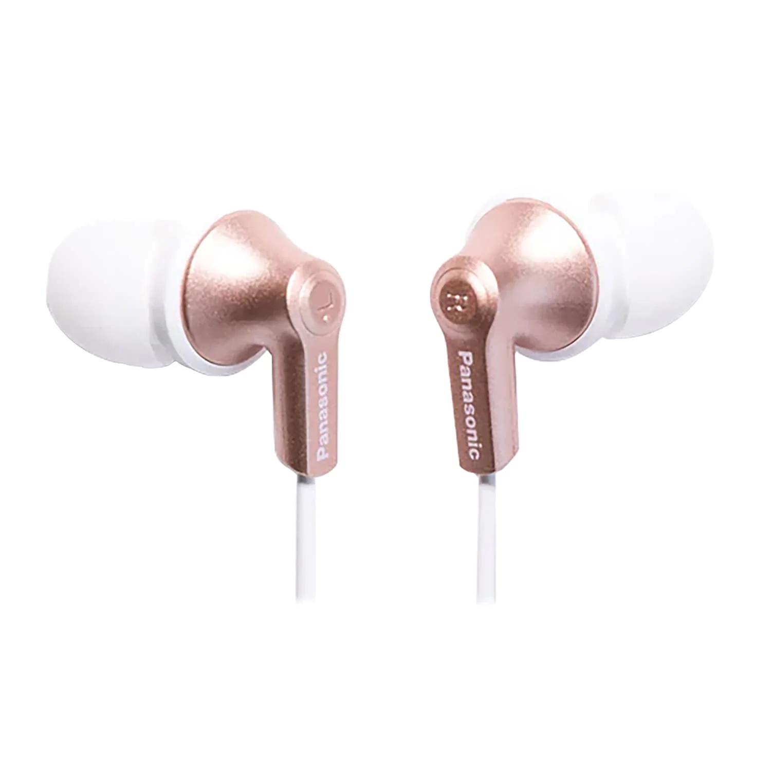Panasonic ErgoFit Wired In-Ear Earbud Headphones with Right-Angle 3.5-mm Connector, RP-HJE120, Rose Gold - Image 2