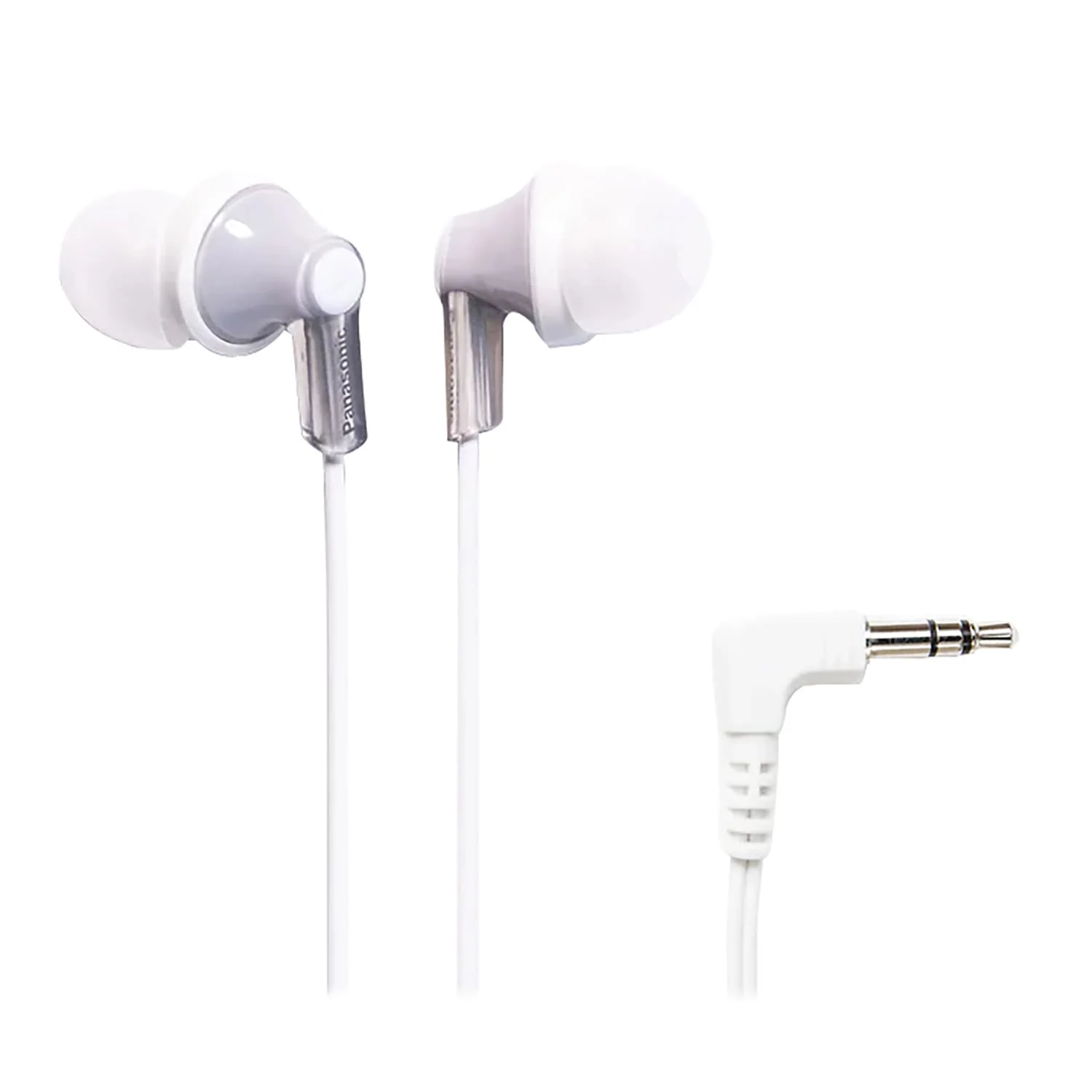 Panasonic ErgoFit Wired In-Ear Earbud Headphones with Right-Angle 3.5-mm Connector, RP-HJE120, Silver