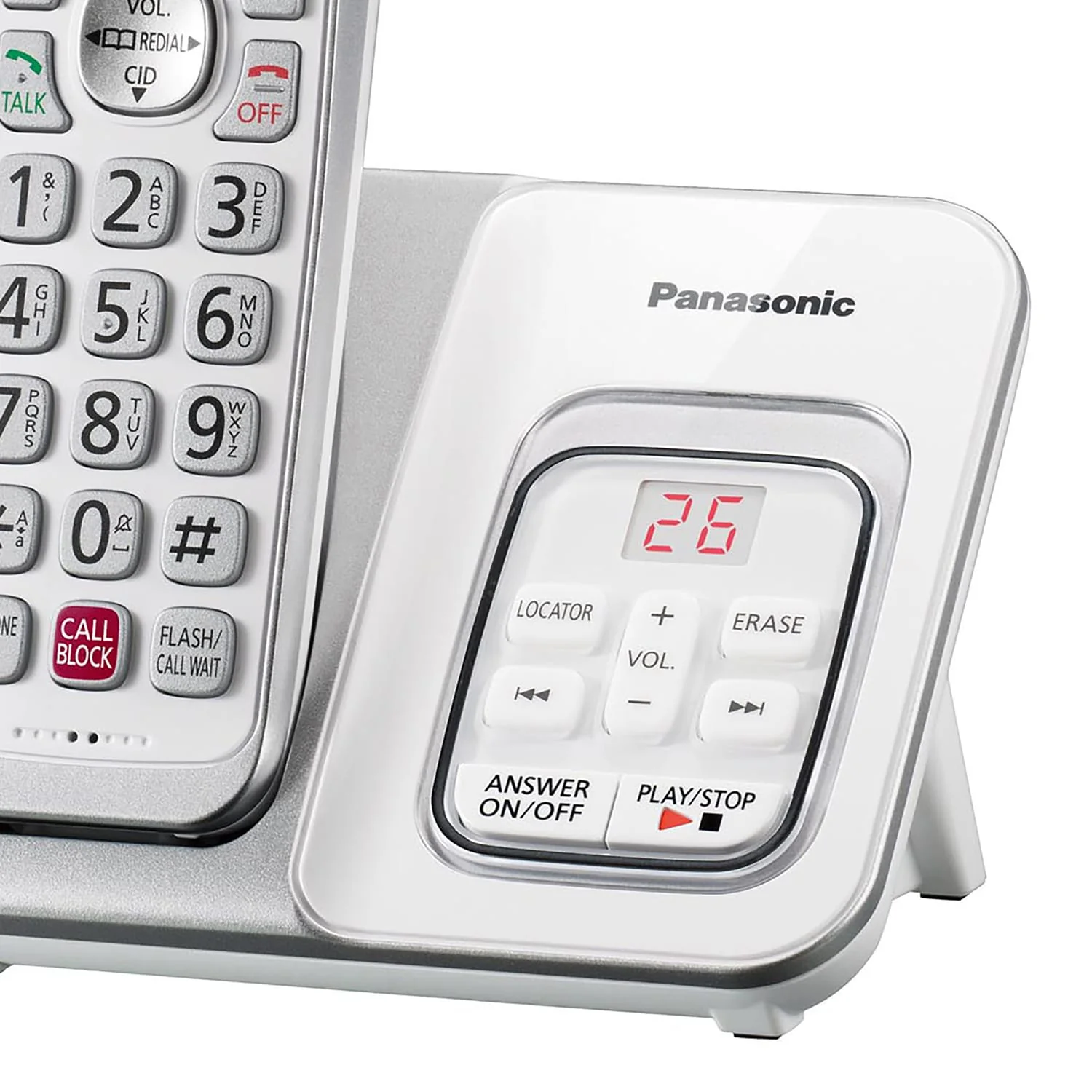 Panasonic Expandable Cordless Phone System for Landline, Digital Answering System, Caller ID, Call Blocker, and Large Buttons, 2 Handset - Image 2