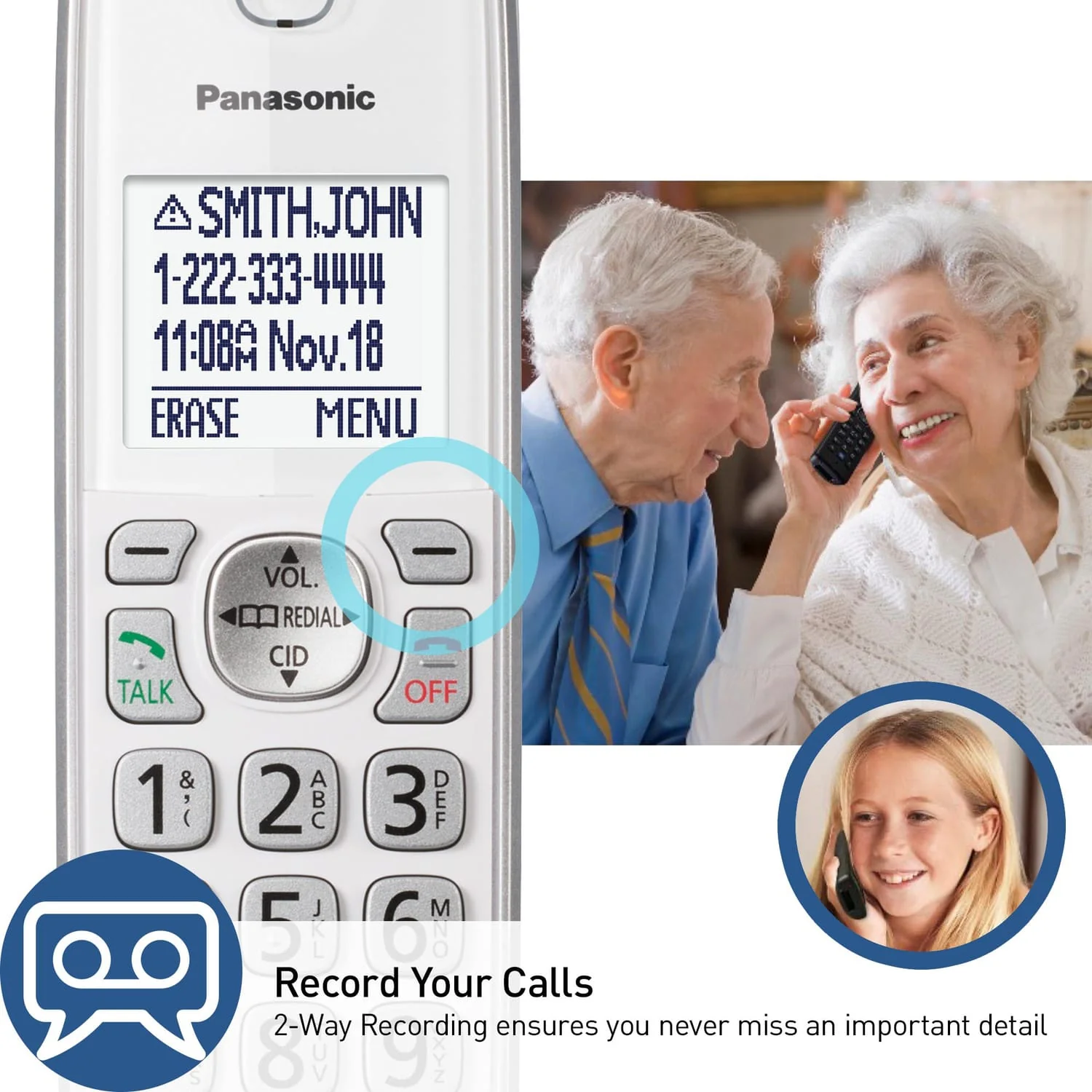 Panasonic Expandable Cordless Phone System for Landline, Digital Answering System, Caller ID, Call Blocker, and Large Buttons, 2 Handset - Image 4