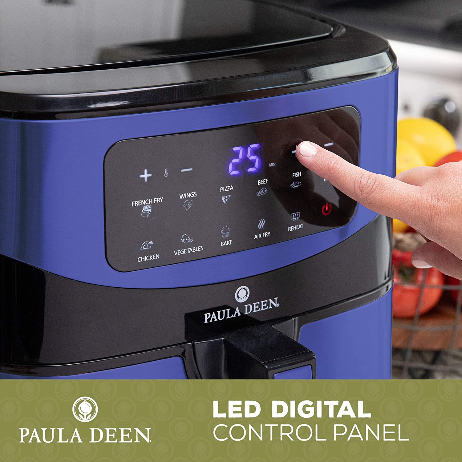 Paula Deen Stainless Steel 10 QT 1700 Watts LED Display Digital Air Fryer Blue Stainless - Certified Refurbished - Image 4