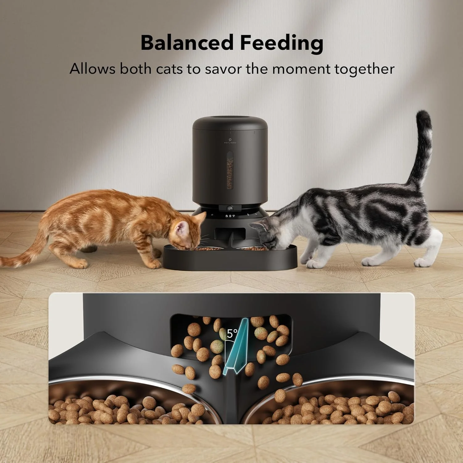 Petlibro Automatic Dual Tray Smart Pet Feeder with Video Camera, Night Vision, Low Food, Motion & Sound Alerts, Black - Certified Refurbished - Image 7