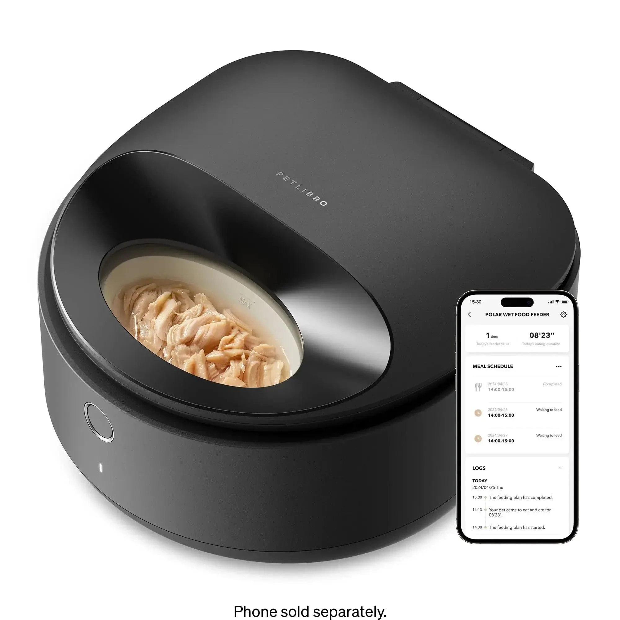 Petlibro Polar App Control Smart Wet Food Pet Feeder, 3 Meals, Anti-Pinch, Black - Certified Refurbished - Image 3
