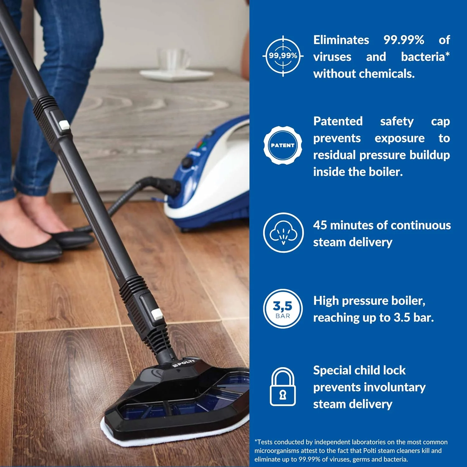 Polti Vaporetto Smart Steam Mop + Steam Cleaner, for Cleaning + Sanitizing - Image 3