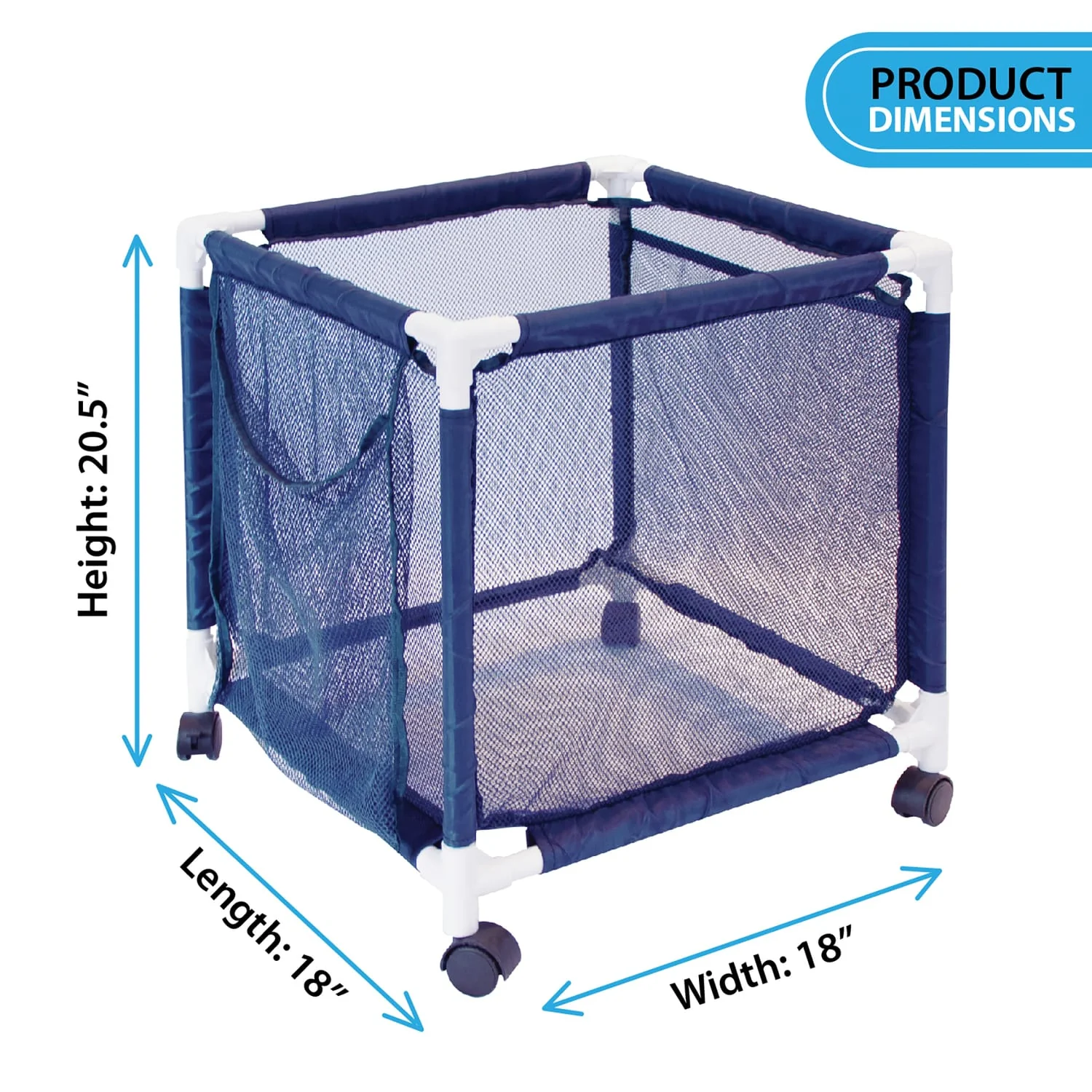 Pool Bins Pool Storage Organizer Mesh Rolling Pool Equipment Bin, Mini, Blue - Image 3